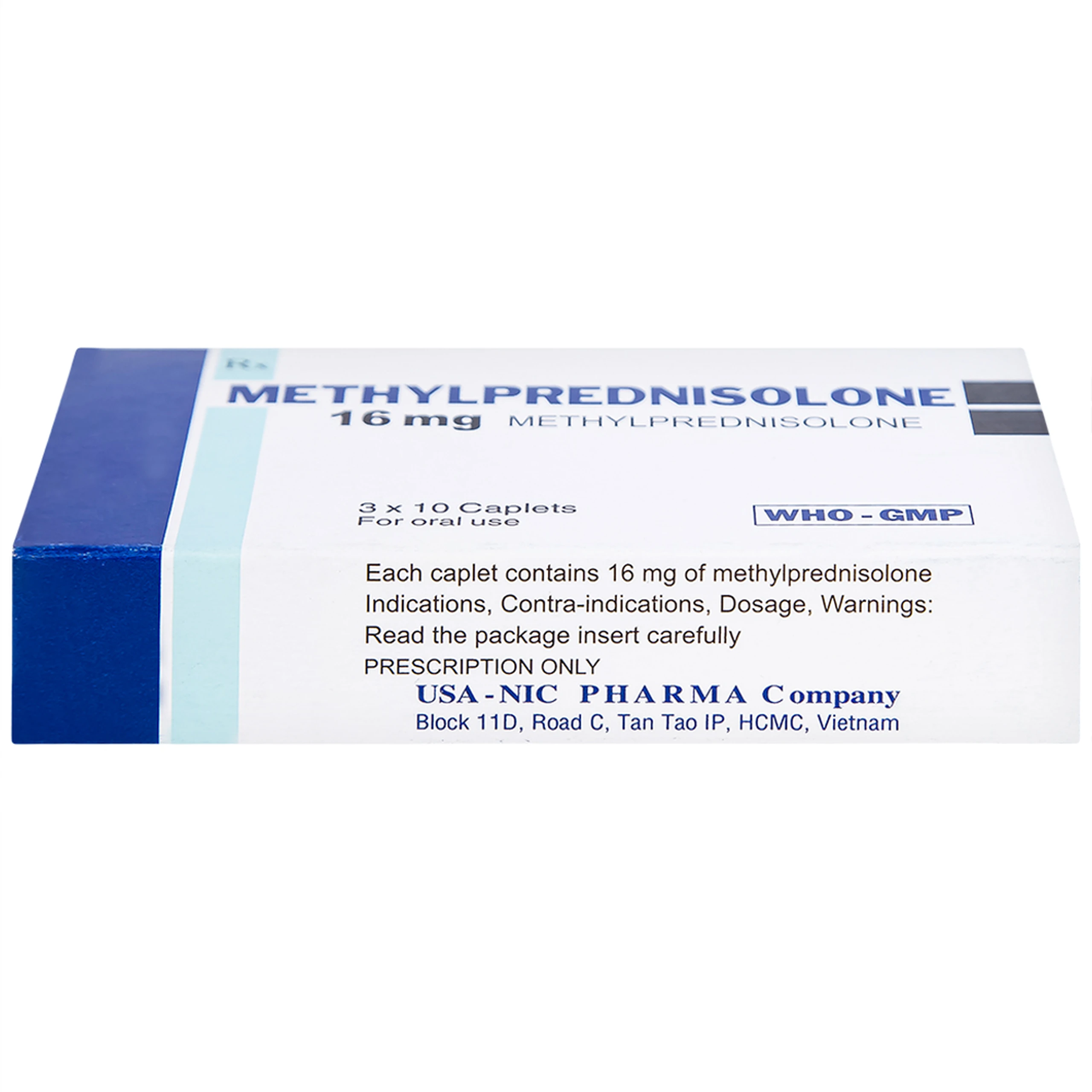 Thuốc Methylprednisolone 16mg Usa - Nic Pharma kháng viêm và ức chế miễn dịch, chống dị ứng (3 vỉ x 10 viên)