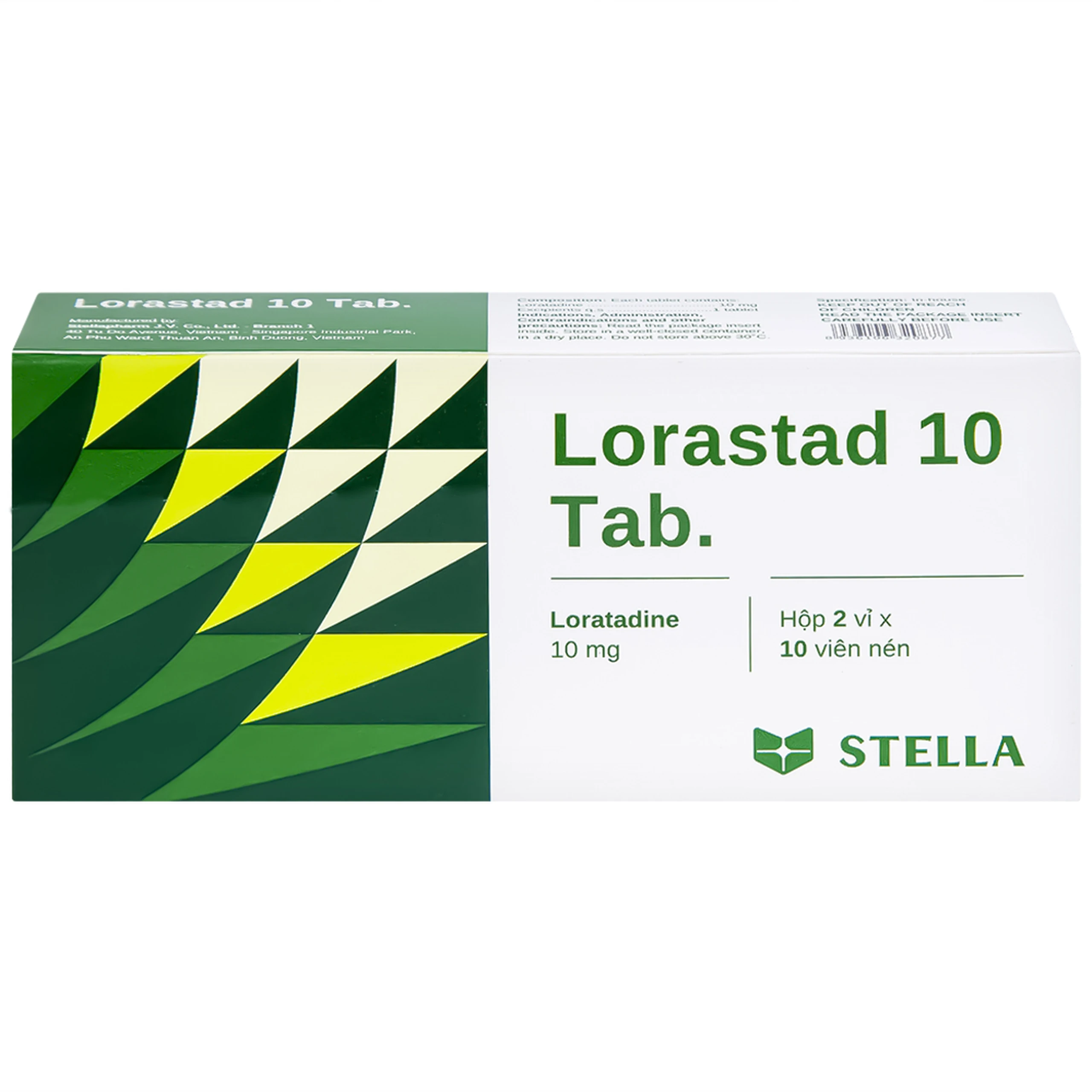 Viên nén Lorastad 10 Tab Stella giảm viêm mũi và mày đay mạn tính (2 vỉ x 10 viên)