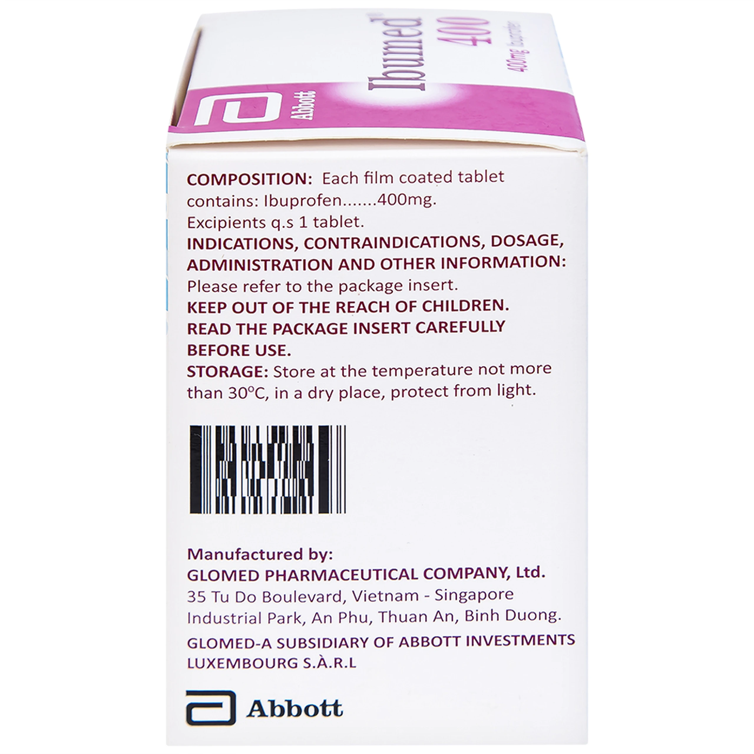 Thuốc Ibumed 400 Glomed giảm đau do cảm cúm, cảm lạnh, viêm khớp dạng thấp (10 vỉ x 10 viên)