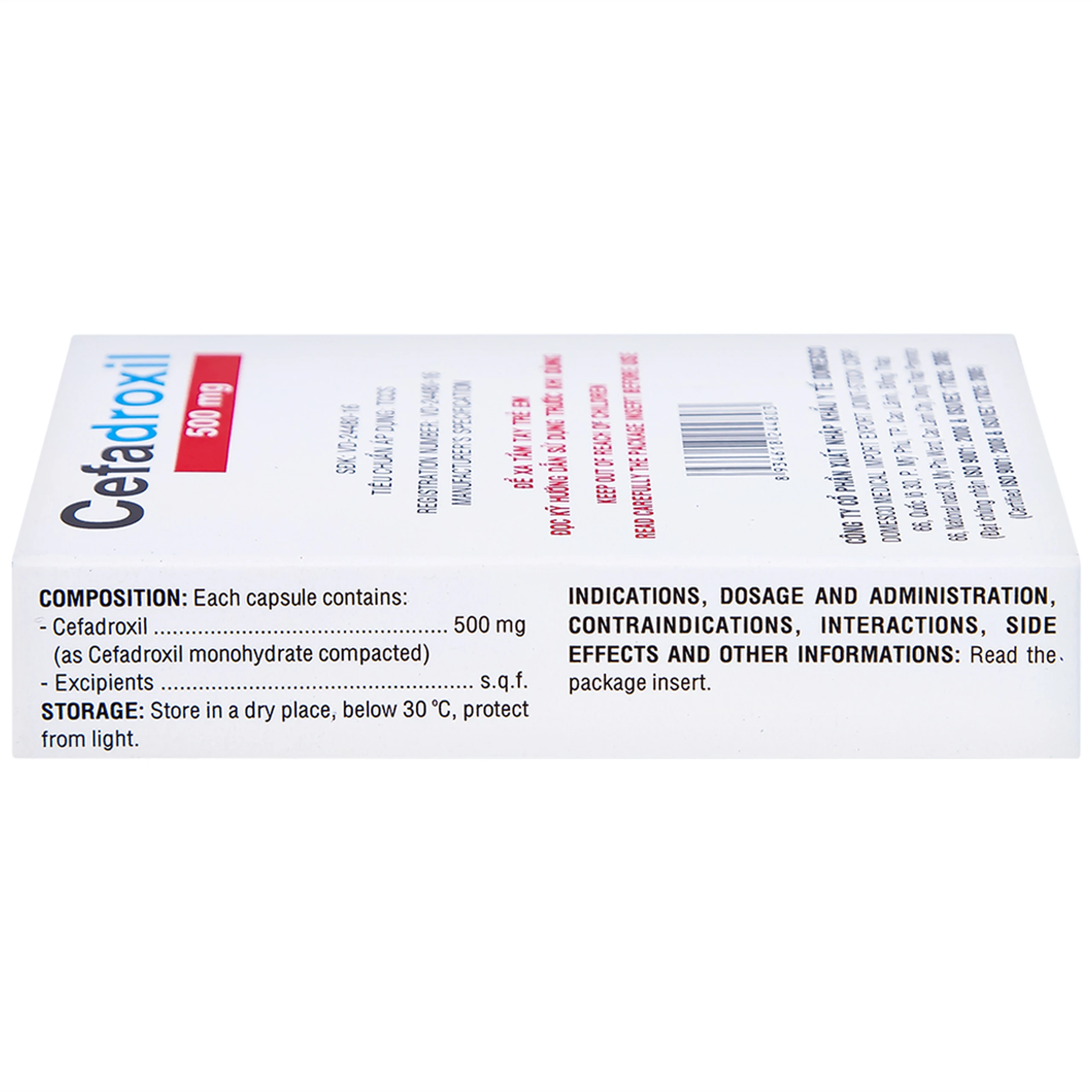 Thuốc Cefadroxil 500mg Domesco điều trị nhiễm khuẩn (2 vỉ x 10 viên)