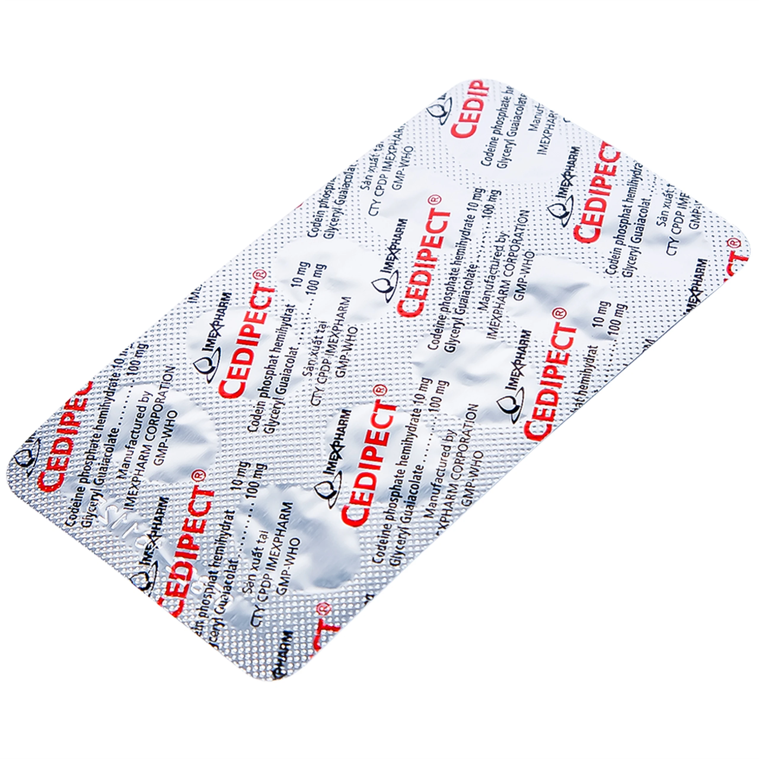 Thuốc Cedipect Imexpharm điều trị ho, long đờm (10 vỉ x 10 viên)