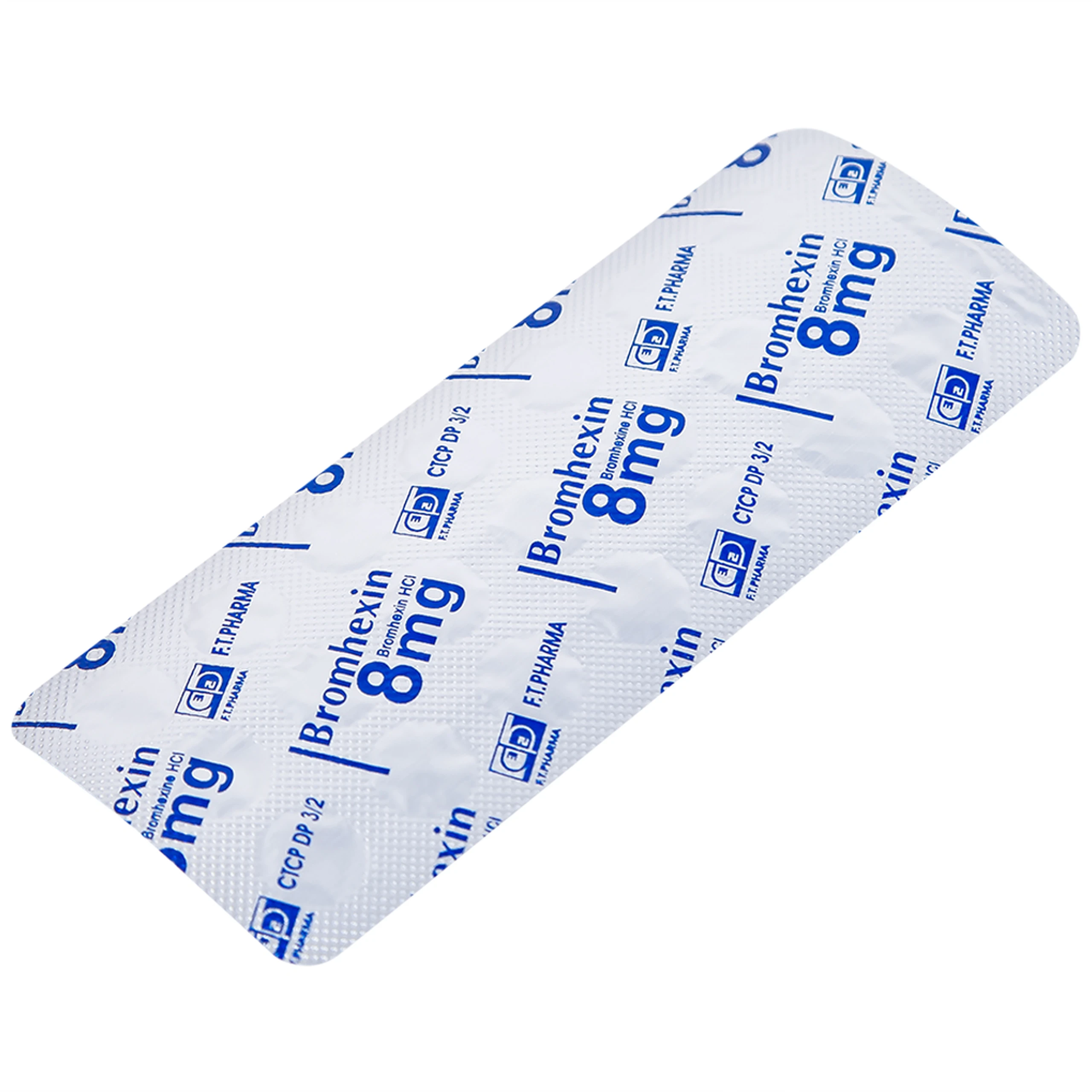 Thuốc Bromhexin 8mg Dược 3-2 tan đàm trong viêm khí phế quản, viêm phế quản mạn tính (10 vỉ x 20 viên)