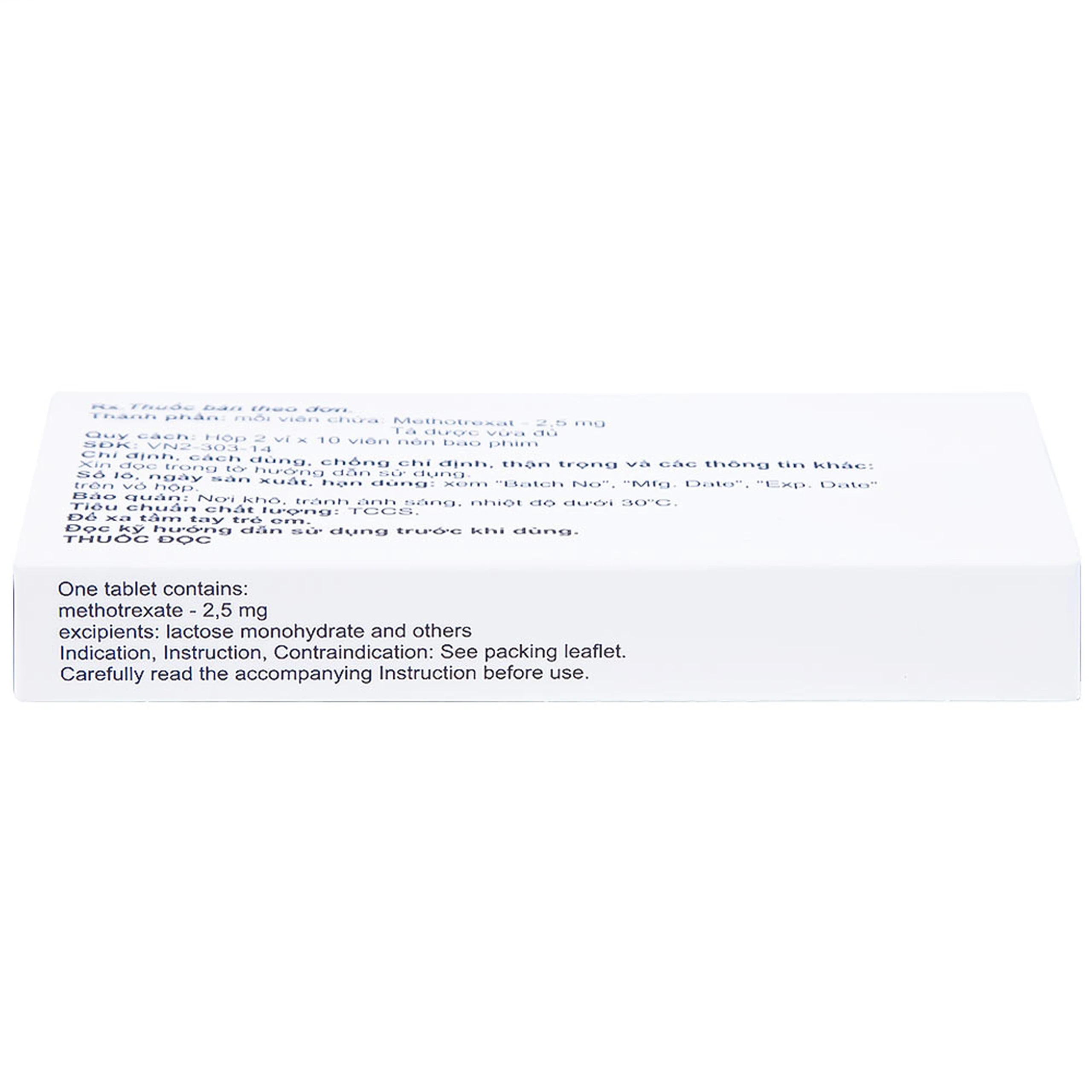 Thuốc Methotrexate Belmed 2.5mg điều trị bệnh vẩy nến, viêm khớp vảy nến, viêm khớp dạng thấp (20 viên)