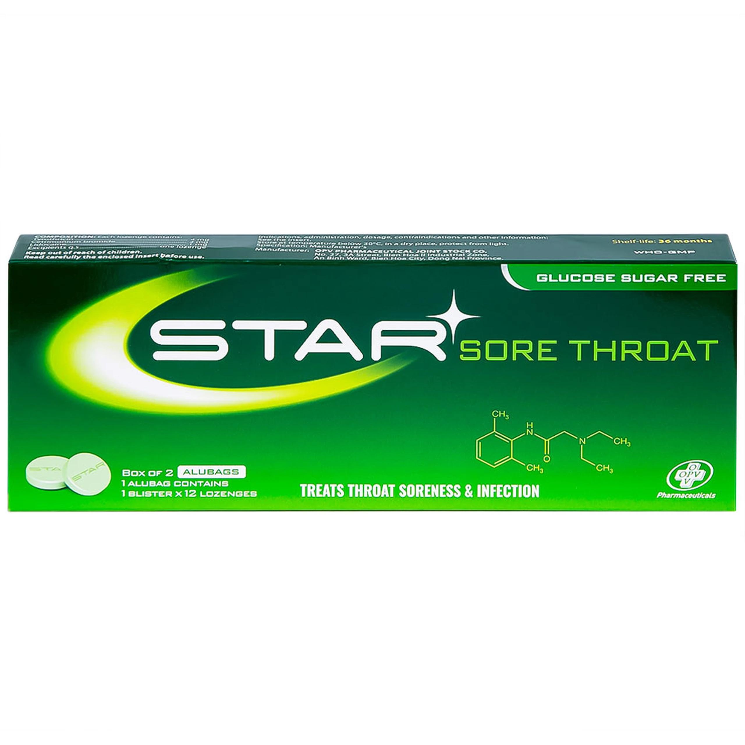 Viên ngậm Star Sore Throat OPV không đường điều trị đau họng, viêm họng (2 vỉ x 12 viên)