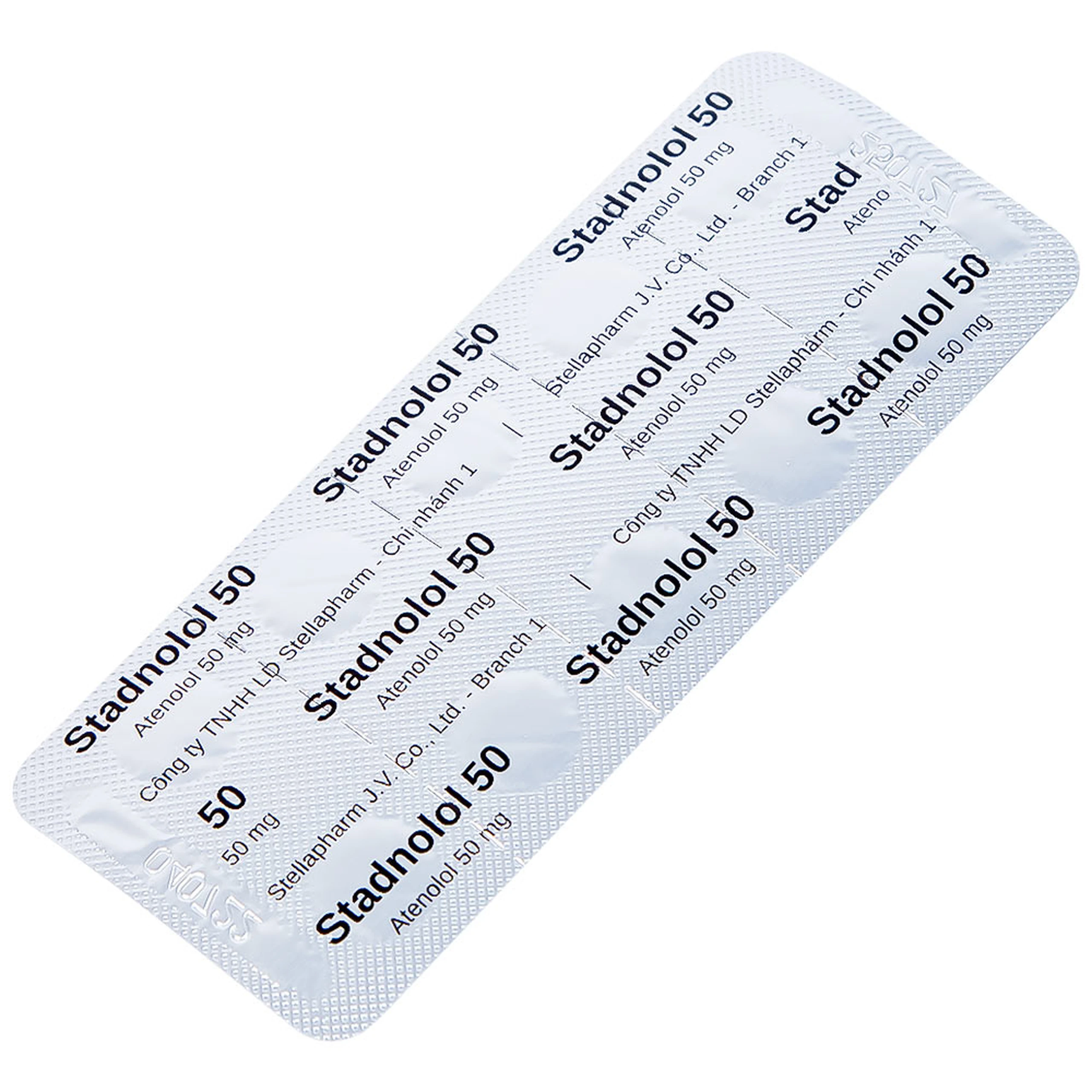 Thuốc Stadnolol 50 Stella điều trị tăng huyết áp, đau thắt ngực mạn tính ổn định (10 vỉ x 10 viên) 