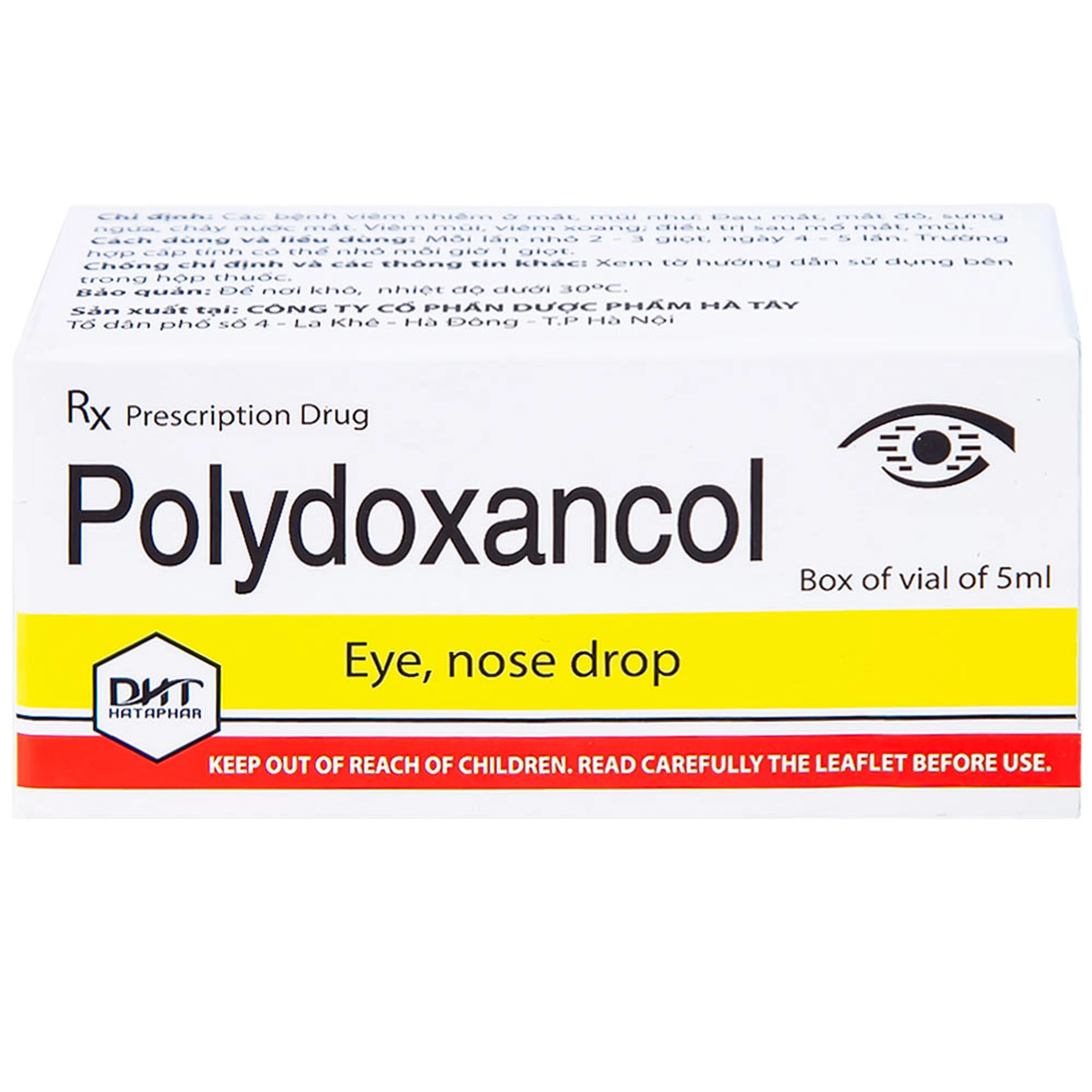 Thuốc nhỏ mắt, mũi Polydoxancol Hataphar điều trị viêm nhiễm mắt và mũi (5ml)
