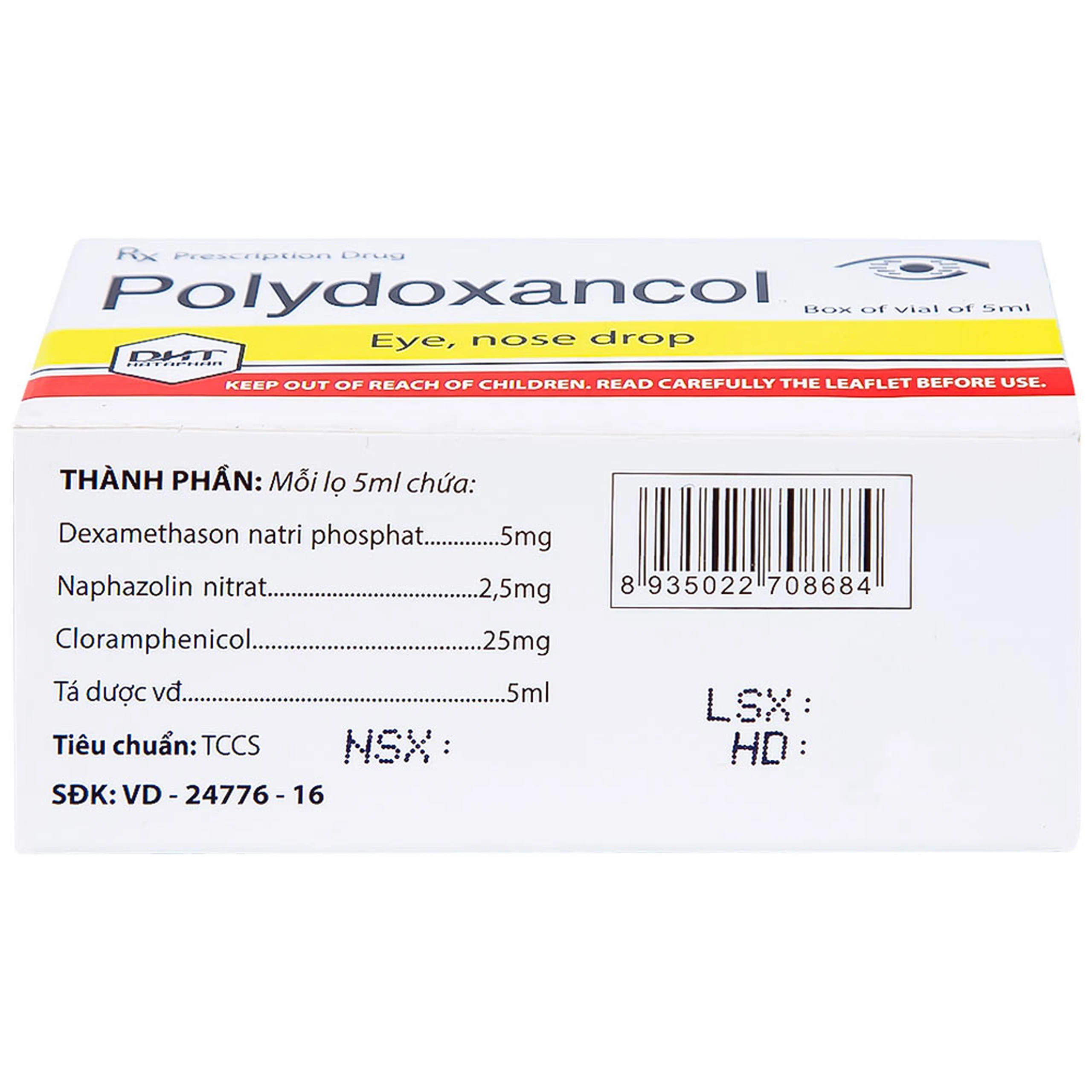 Thuốc nhỏ mắt, mũi Polydoxancol Hataphar điều trị viêm nhiễm mắt và mũi (5ml)