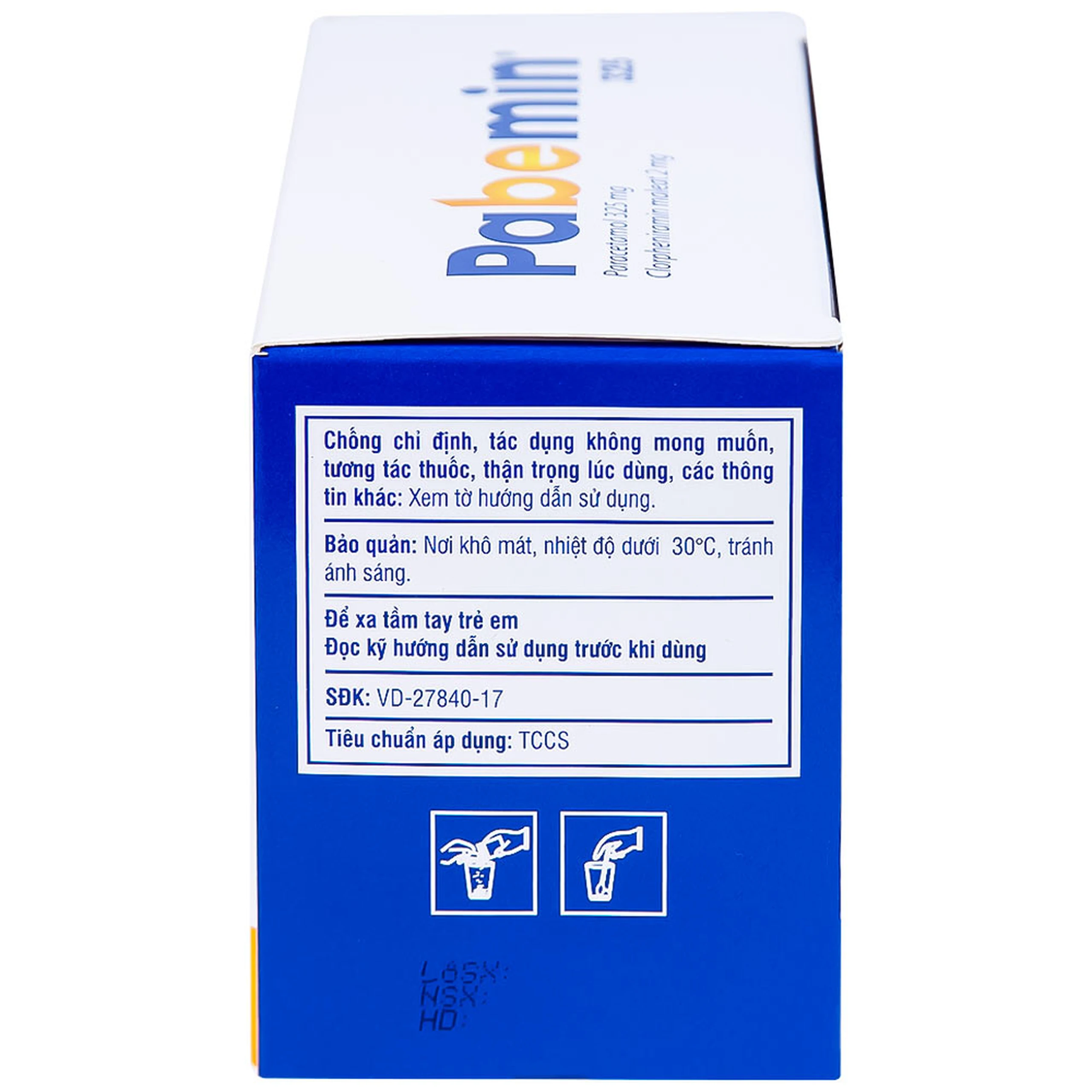 Cốm Pabemin 325 Pharimexco điều trị sốt từ nhẹ đến vừa, cảm lạnh, ho, sổ mũi (30 gói)