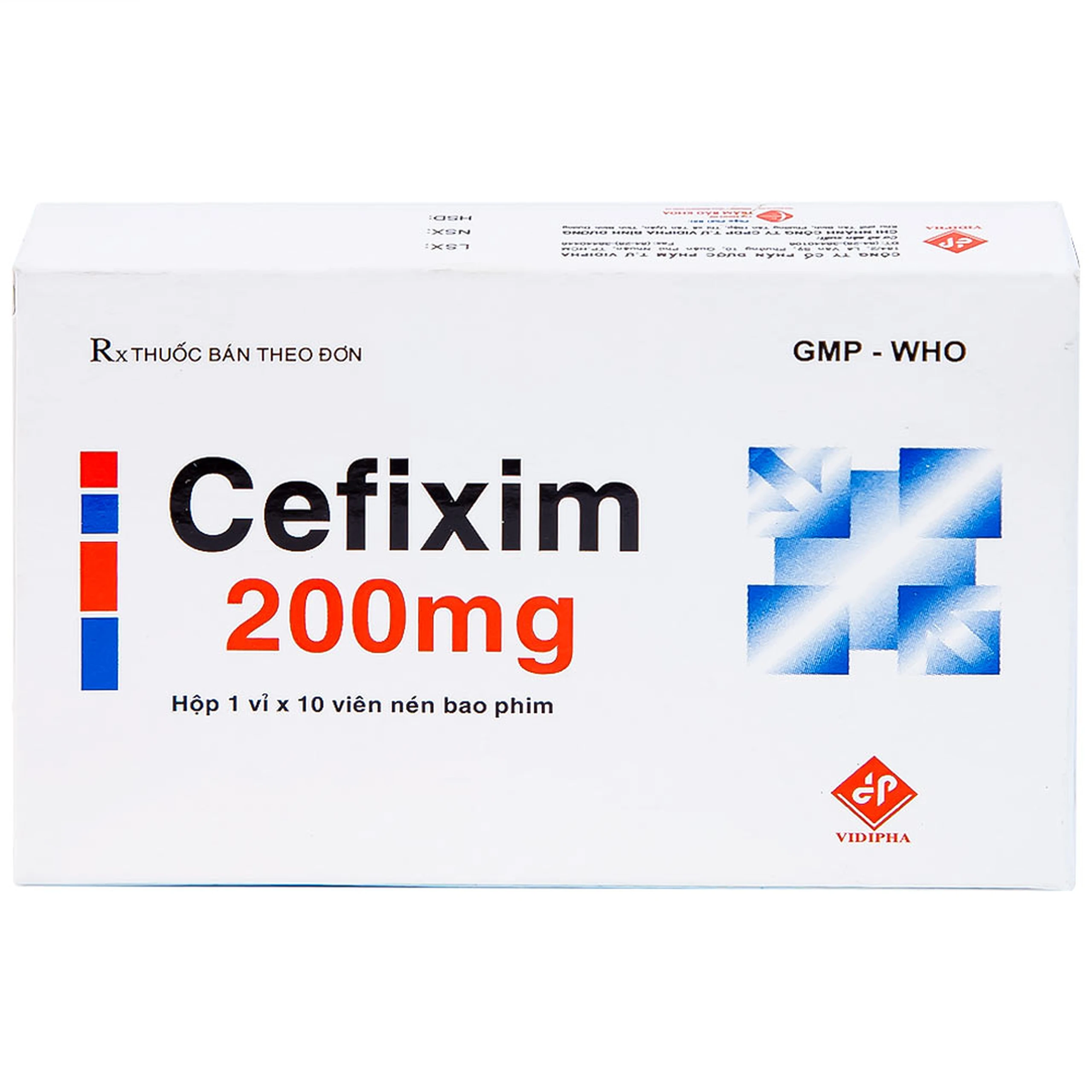 Thuốc Cefixim 200mg Vidipha điều trị nhiễm khuẩn (1 vỉ x 10 viên)