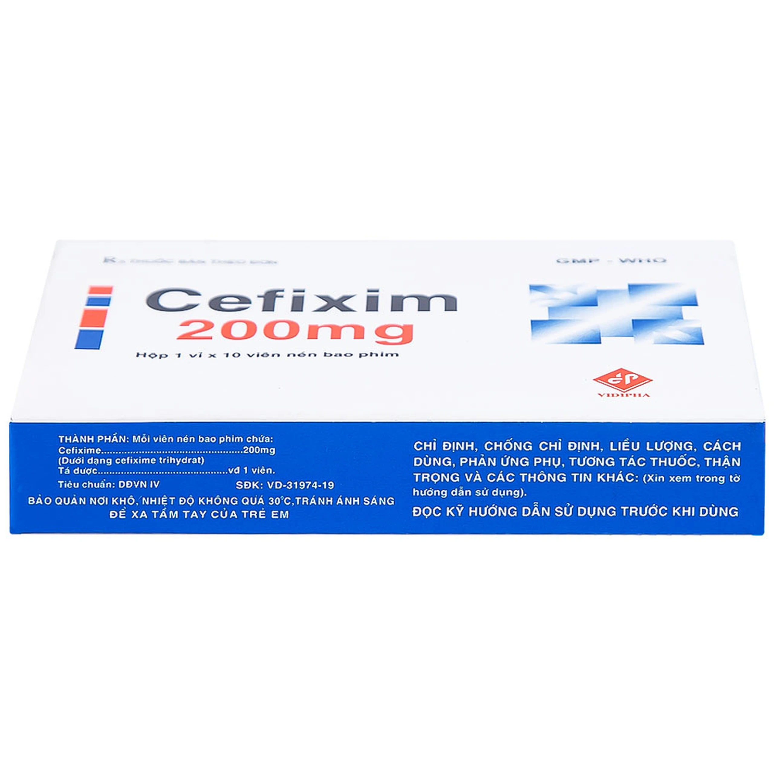Thuốc Cefixim 200mg Vidipha điều trị nhiễm khuẩn (1 vỉ x 10 viên)
