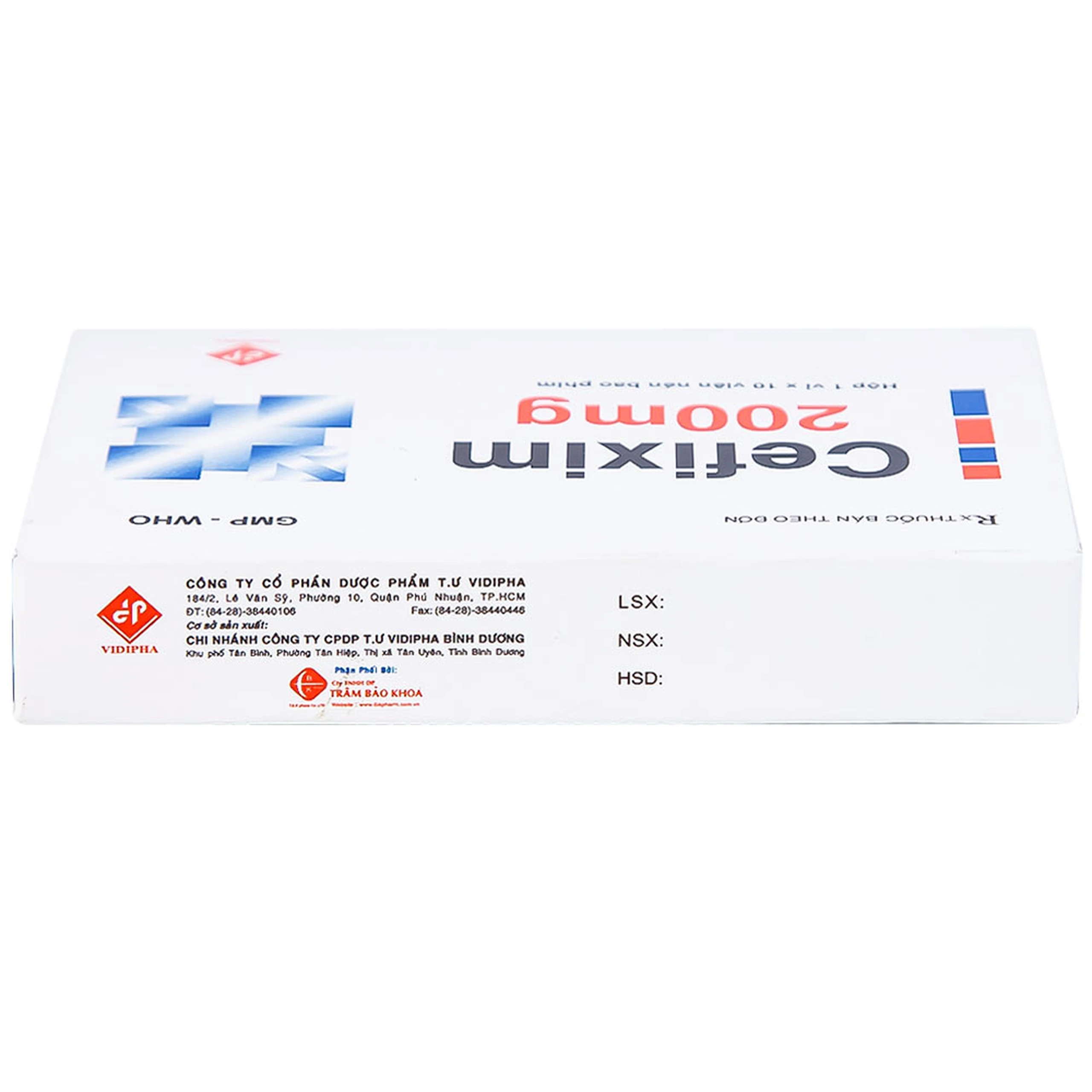 Thuốc Cefixim 200mg Vidipha điều trị nhiễm khuẩn (1 vỉ x 10 viên)