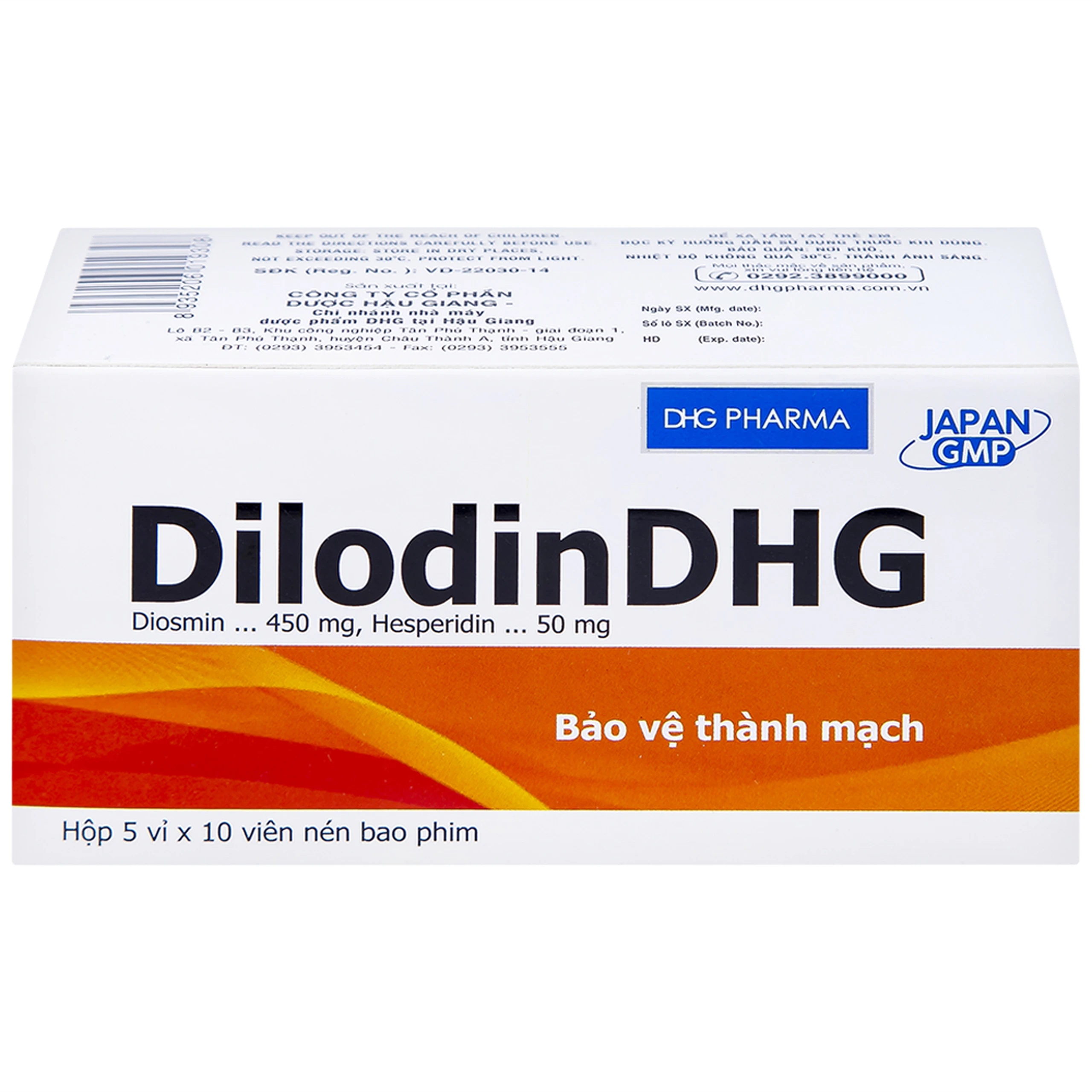 Thuốc DilodinDHG điều trị các triệu chứng liên quan đến cơn trĩ cấp và bệnh trĩ mạn (5 vỉ x 10 viên)