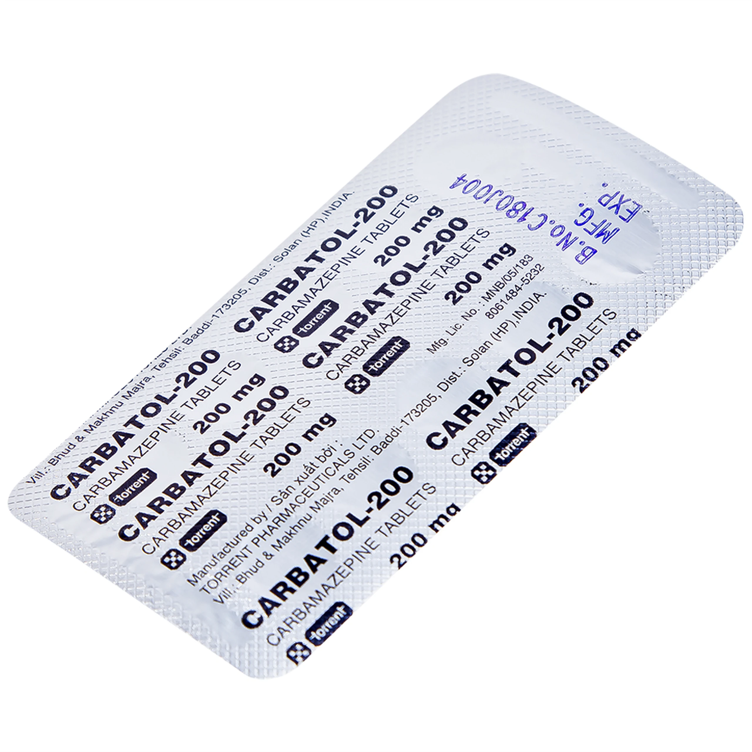 Thuốc Carbatol 200 Torrent điều trị bệnh động kinh cục bộ (10 vỉ x 10 viên)