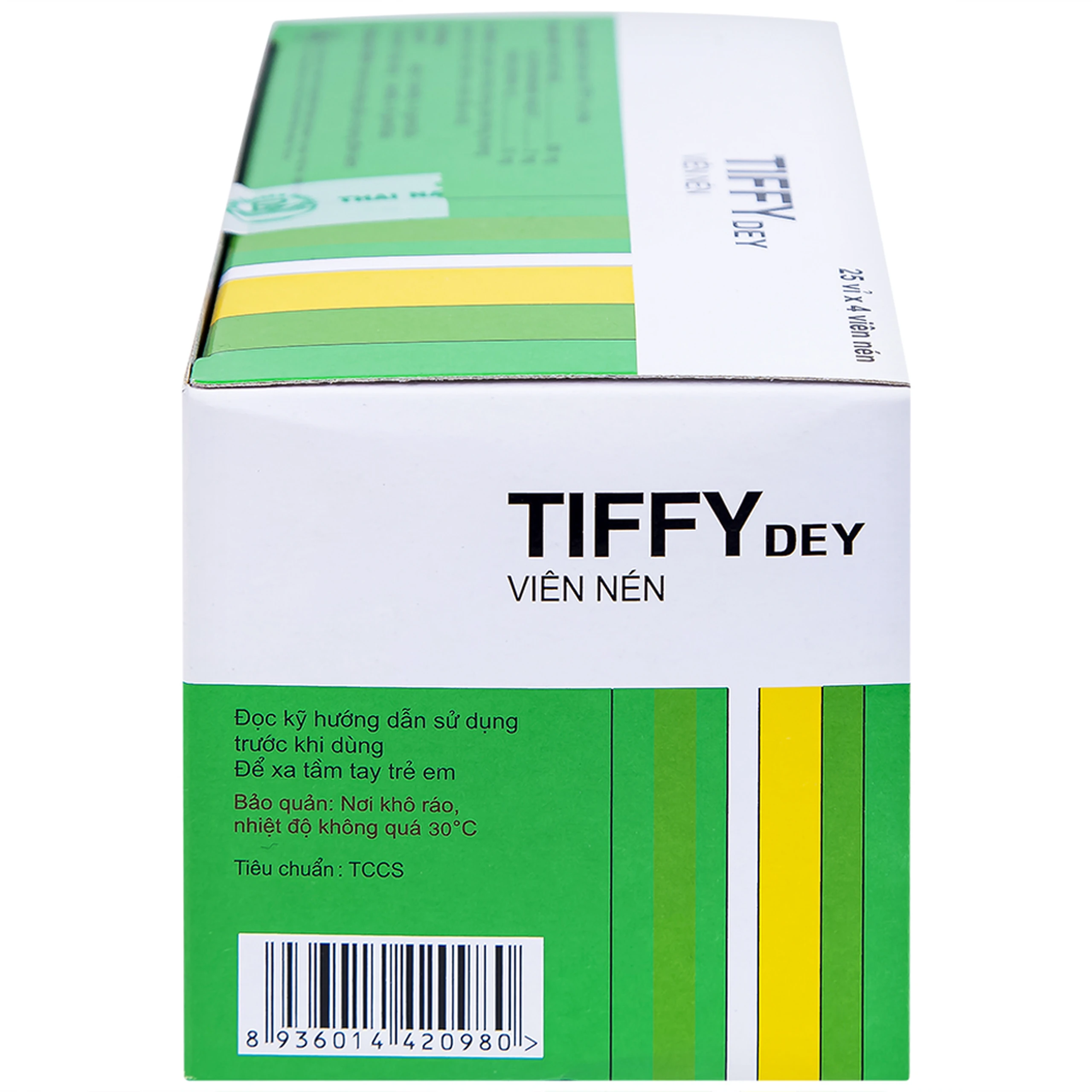 Thuốc Tiffy Dey Thai Nakorn Patana điều trị nghẹt mũi, sổ mũi (25 vỉ x 4 viên)