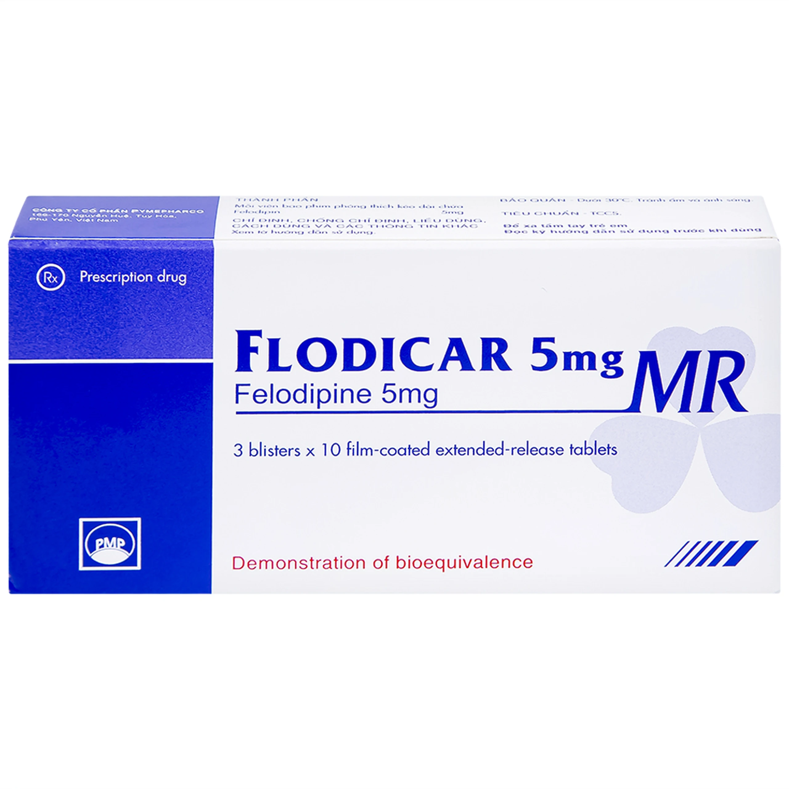 Thuốc Flodicar MR 5mg Pymepharco điều trị tăng huyết áp (3 vỉ x 10 viên)