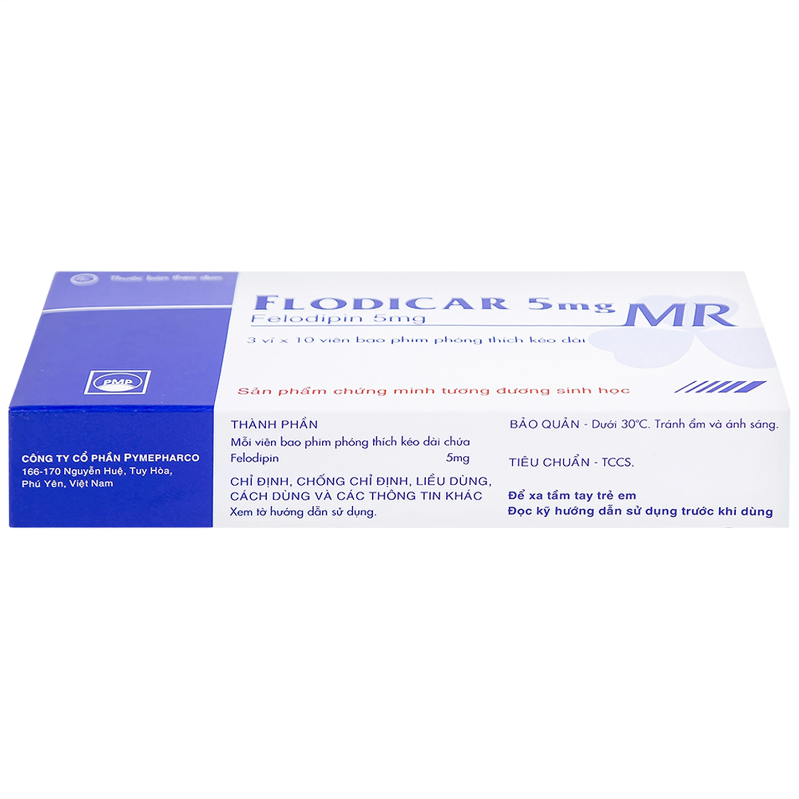 Thuốc Flodicar MR 5mg Pymepharco điều trị tăng huyết áp (3 vỉ x 10 viên)