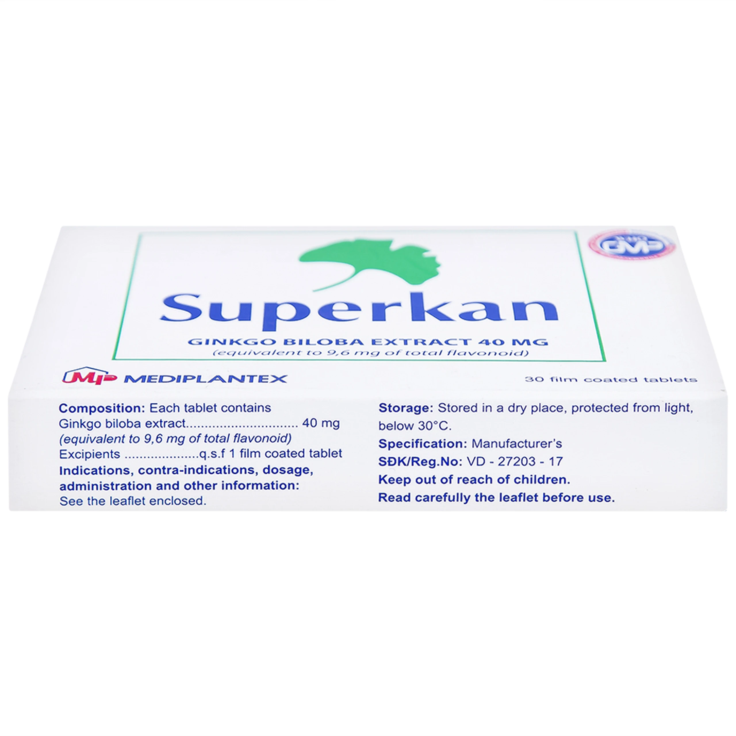 Thuốc Superkan Mediplantex điều trị mất trí nhớ ngắn hạn (2 vỉ x 15 viên)