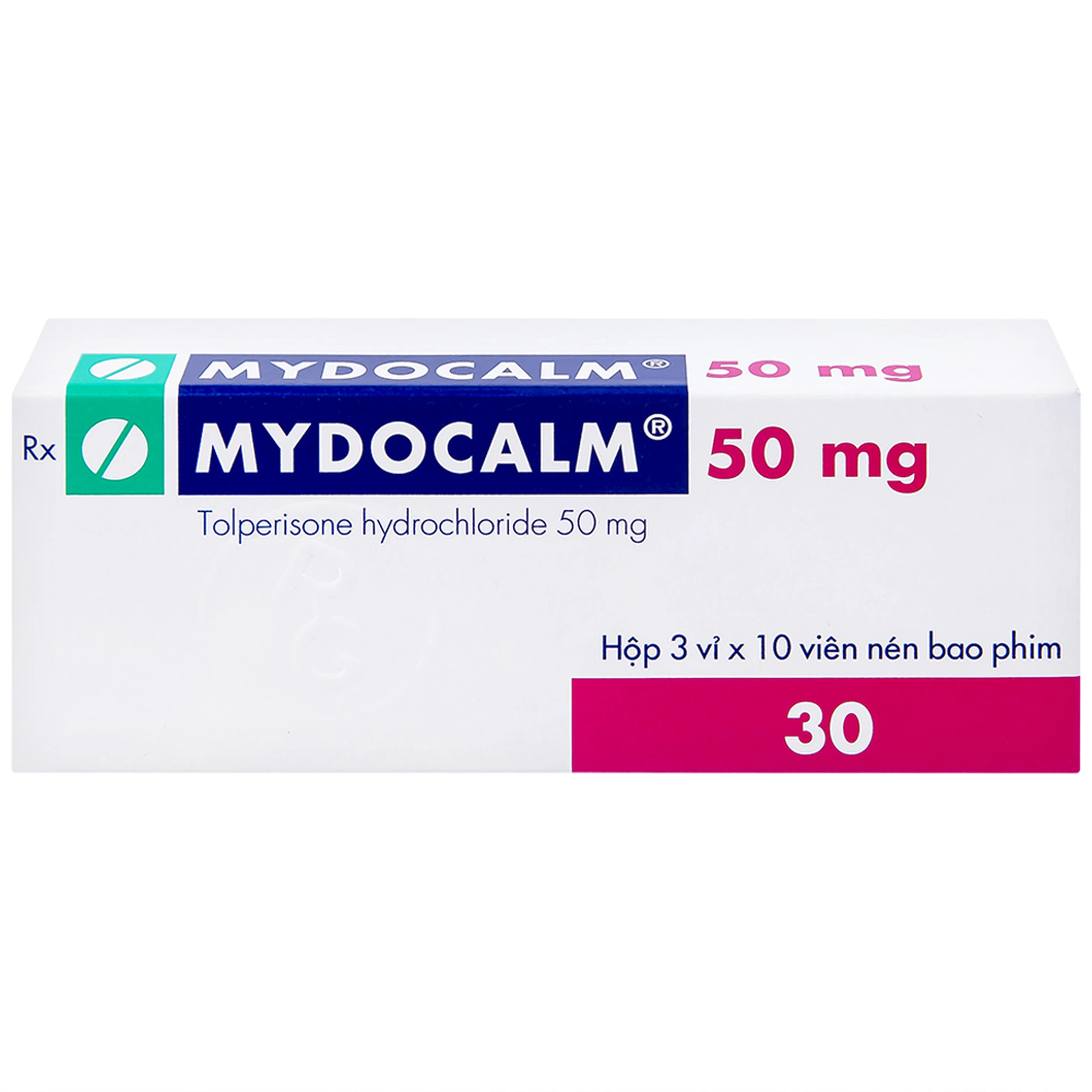 Viên nén Mydocalm 50mg Gedeon điều trị triệu chứng co cứng cơ sau đột quỵ (3 vỉ x 10 viên)