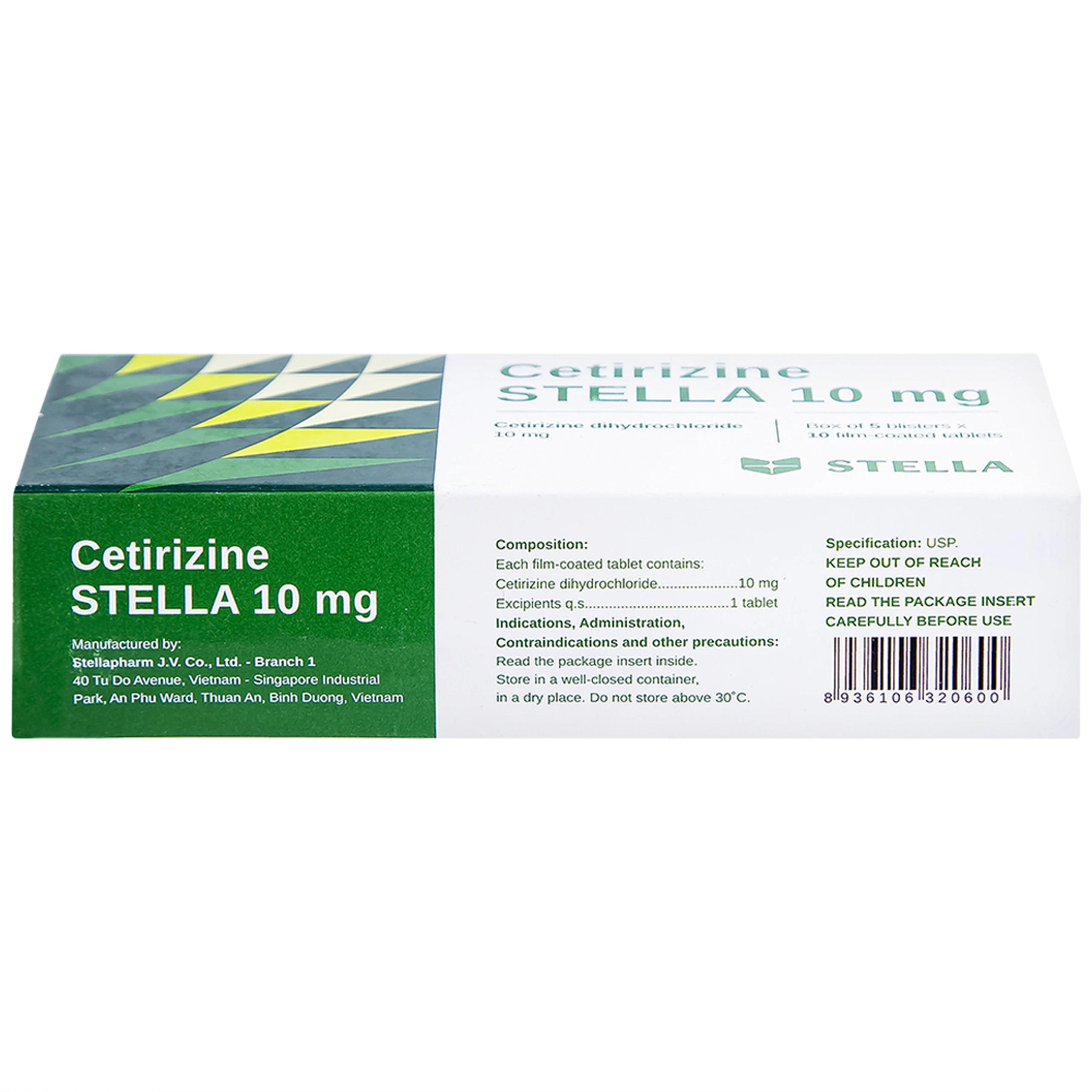 Thuốc Cetirizine Stella 10mg giảm viêm mũi dị ứng, mày đay (5 vỉ x 10 viên)