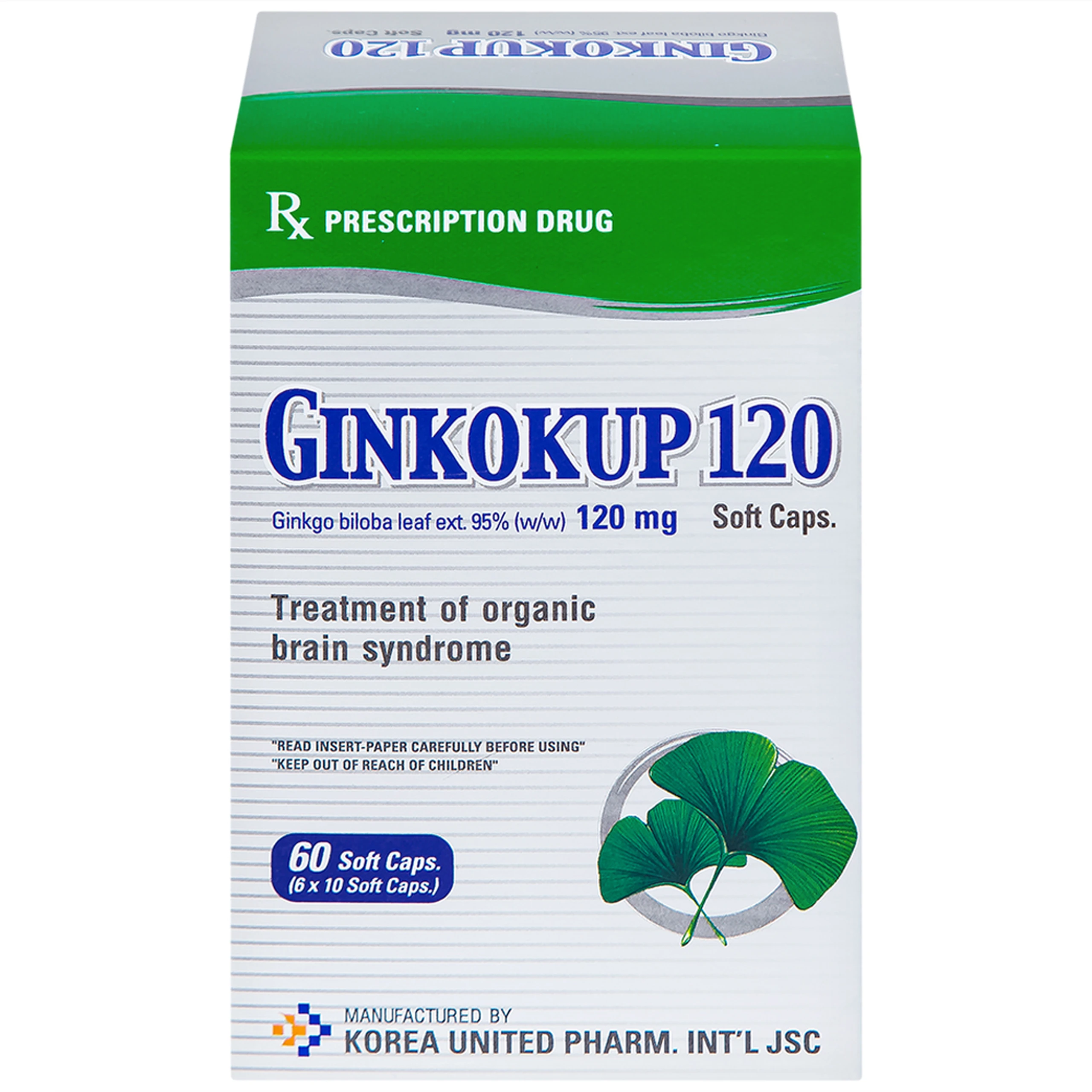 Thuốc Ginkokup 120 United điều trị bệnh sa sút trí tuệ, kể cả bệnh Alzheimer (6 vỉ x 10 viên)