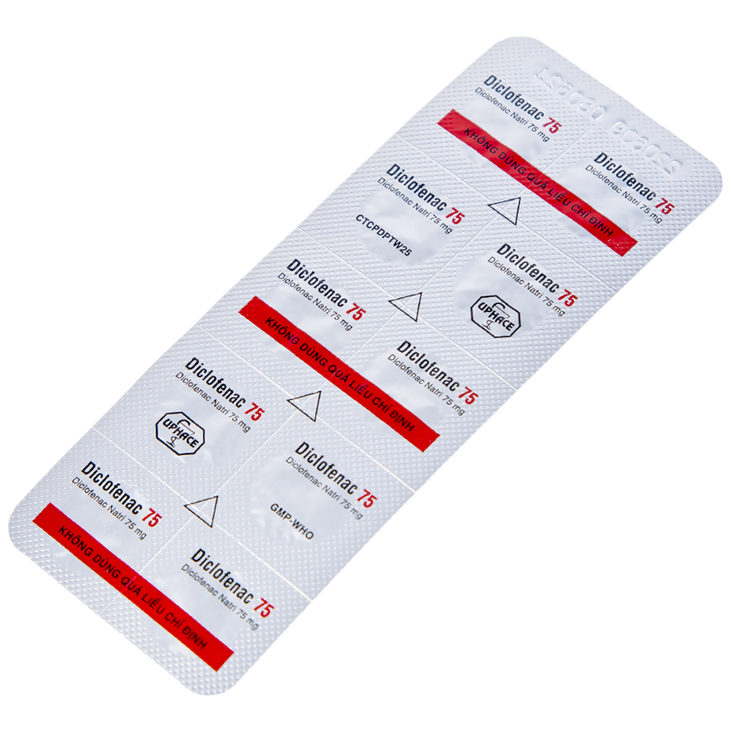 Thuốc Diclofenac 75 Uphace điều trị dài ngày viêm khớp mạn, thoái hóa khớp (10 vỉ x 10 viên)