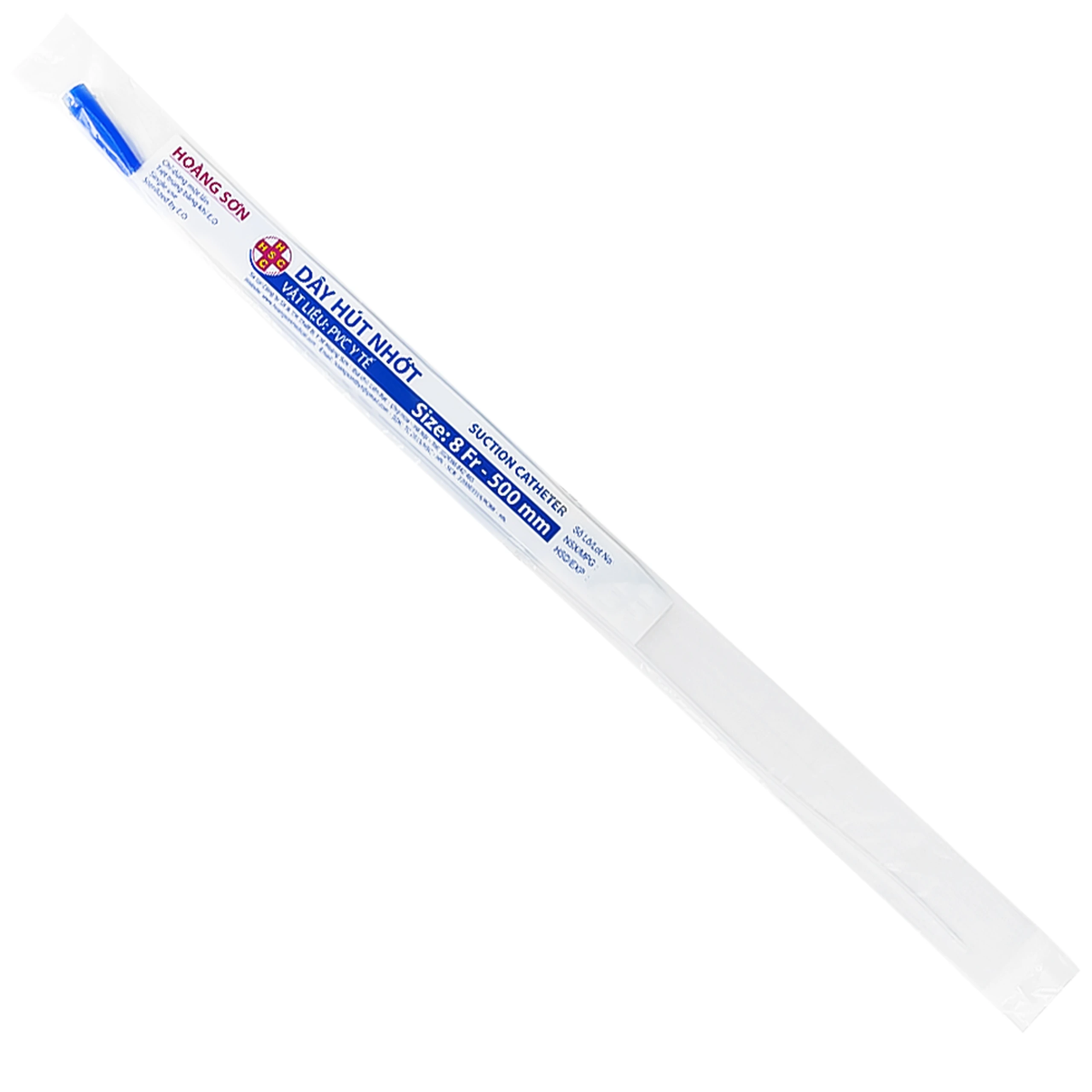 Dây hút nhớt Hoàng Sơn size 8 FR-500mm dùng hút dịch đờm trong khoang mũi, miệng, họng