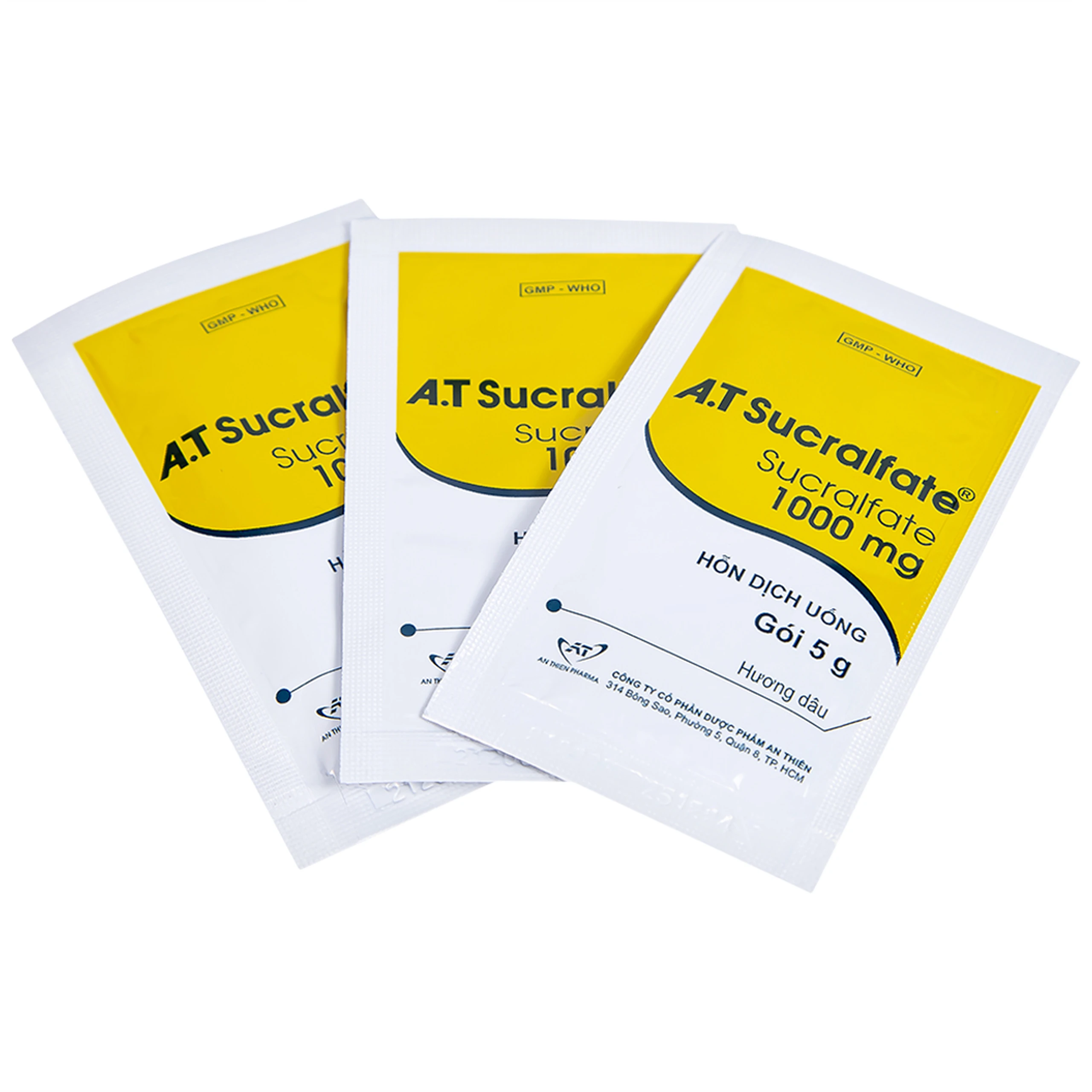 Hỗn dịch uống A.T Sucralfate 1000mg An Thiên điều trị loét dạ dày tá tràng (20 gói x 5g)