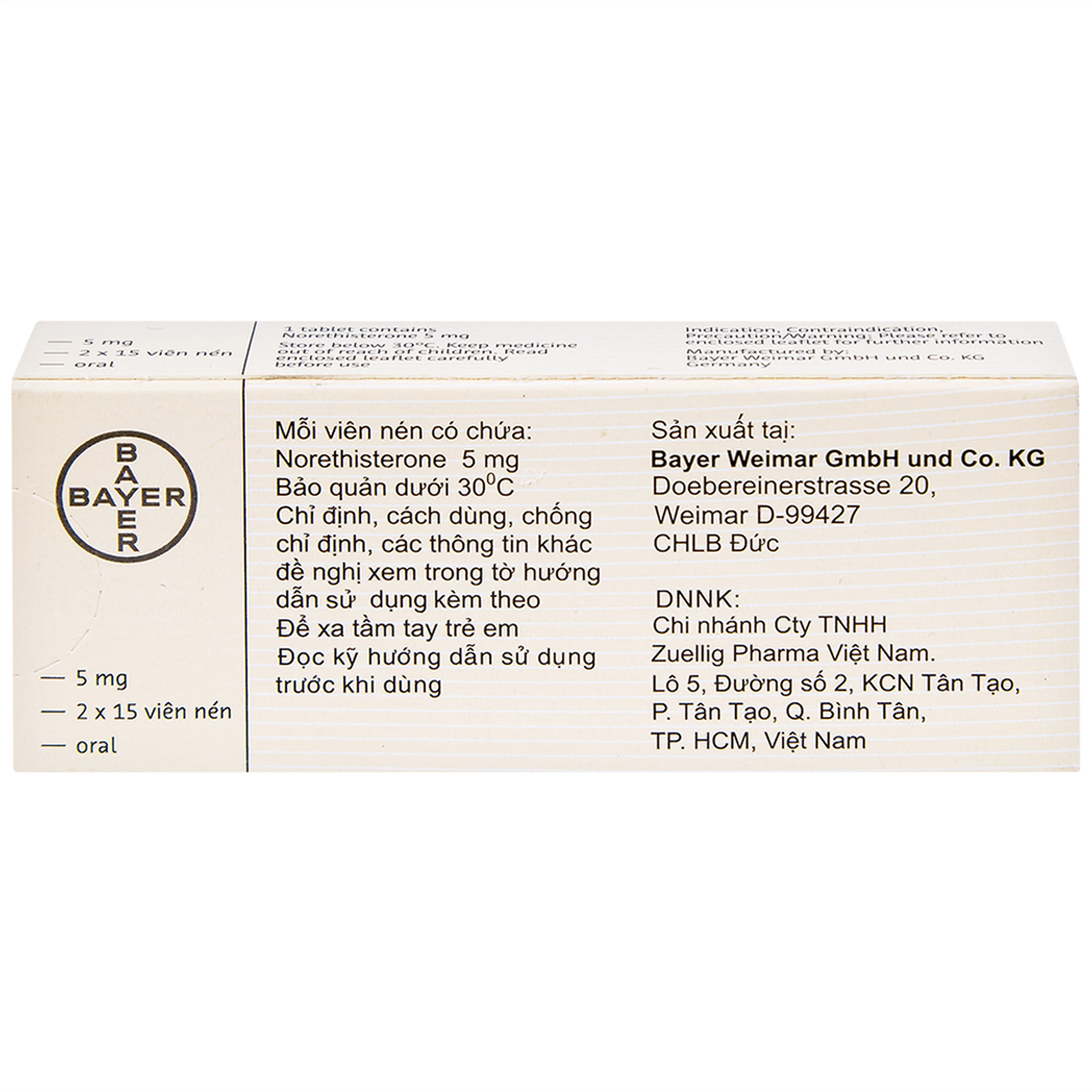 Thuốc Primolut N Bayer điều trị xuất huyết do rối loạn chức năng, vô kinh (2 vỉ x 15 viên)