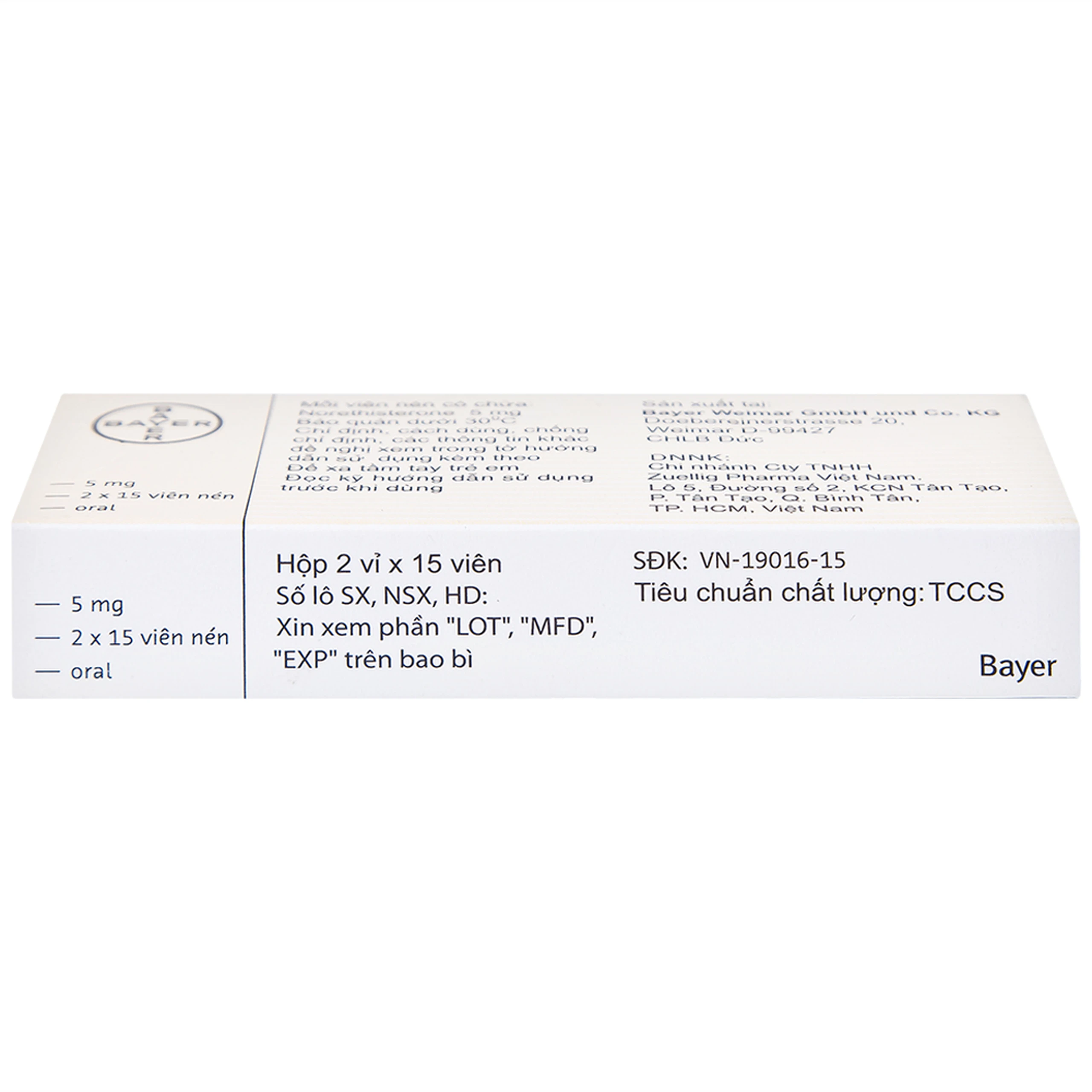 Thuốc Primolut N Bayer điều trị xuất huyết do rối loạn chức năng, vô kinh (2 vỉ x 15 viên)