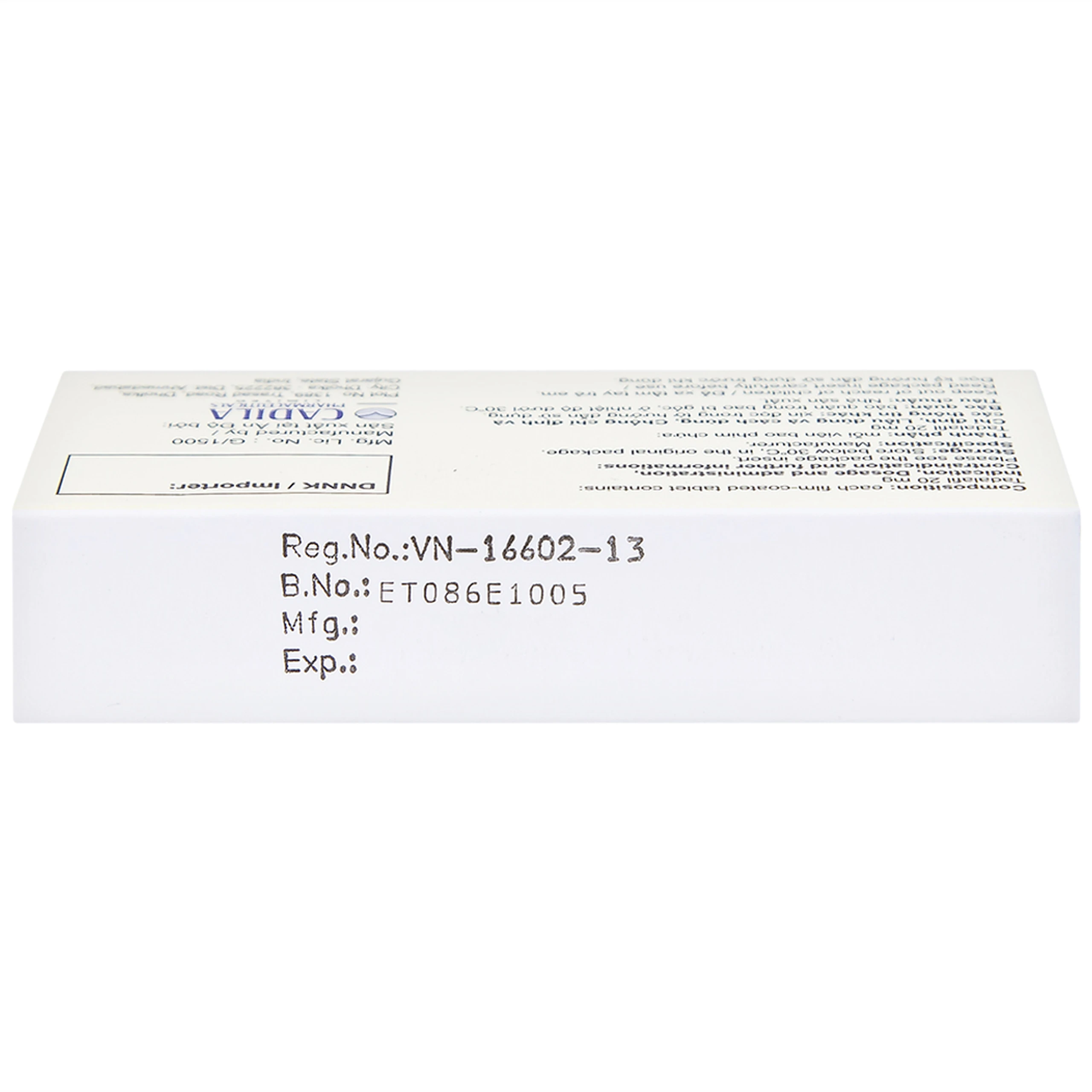 Viên nén Jovan T 20 Cadila điều trị rối loạn cương dương (1 vỉ x 1 viên)