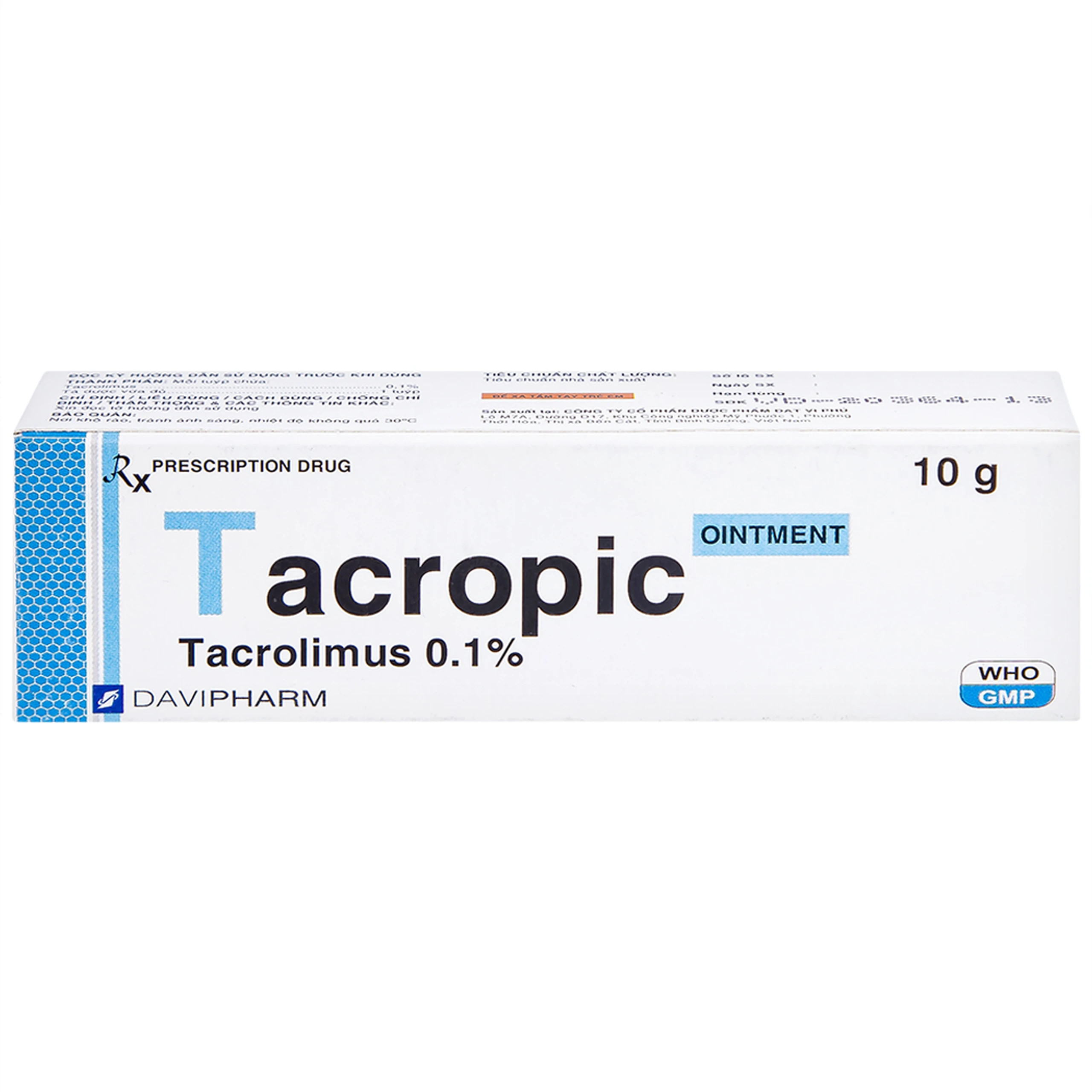 Thuốc mỡ Tacropic Tacrolimus 0,1% Davipharm điều trị chàm thể tạng (10g)