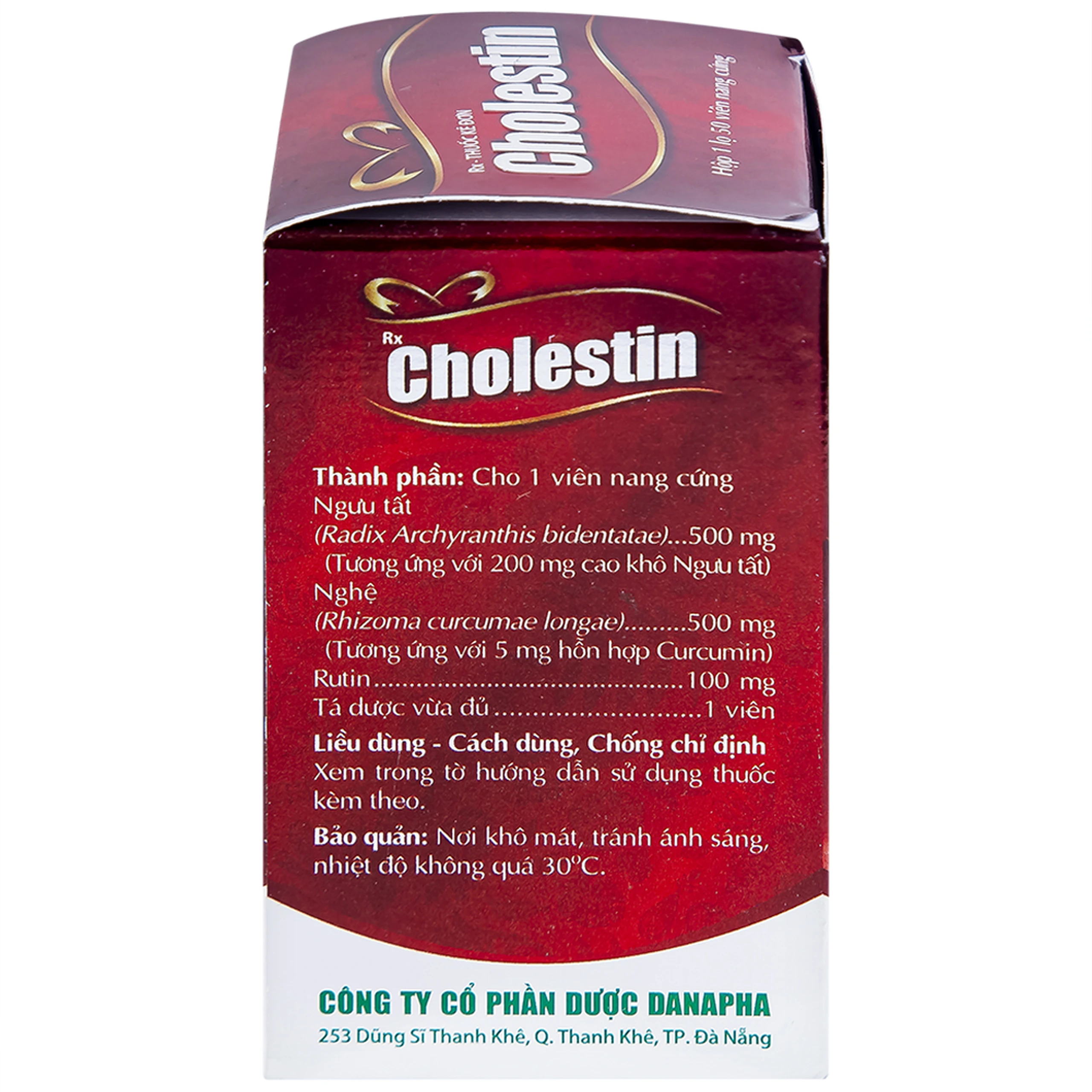 Thuốc Cholestin Danapha phòng ngừa xơ vữa động mạch, cao huyết áp (50 viên)