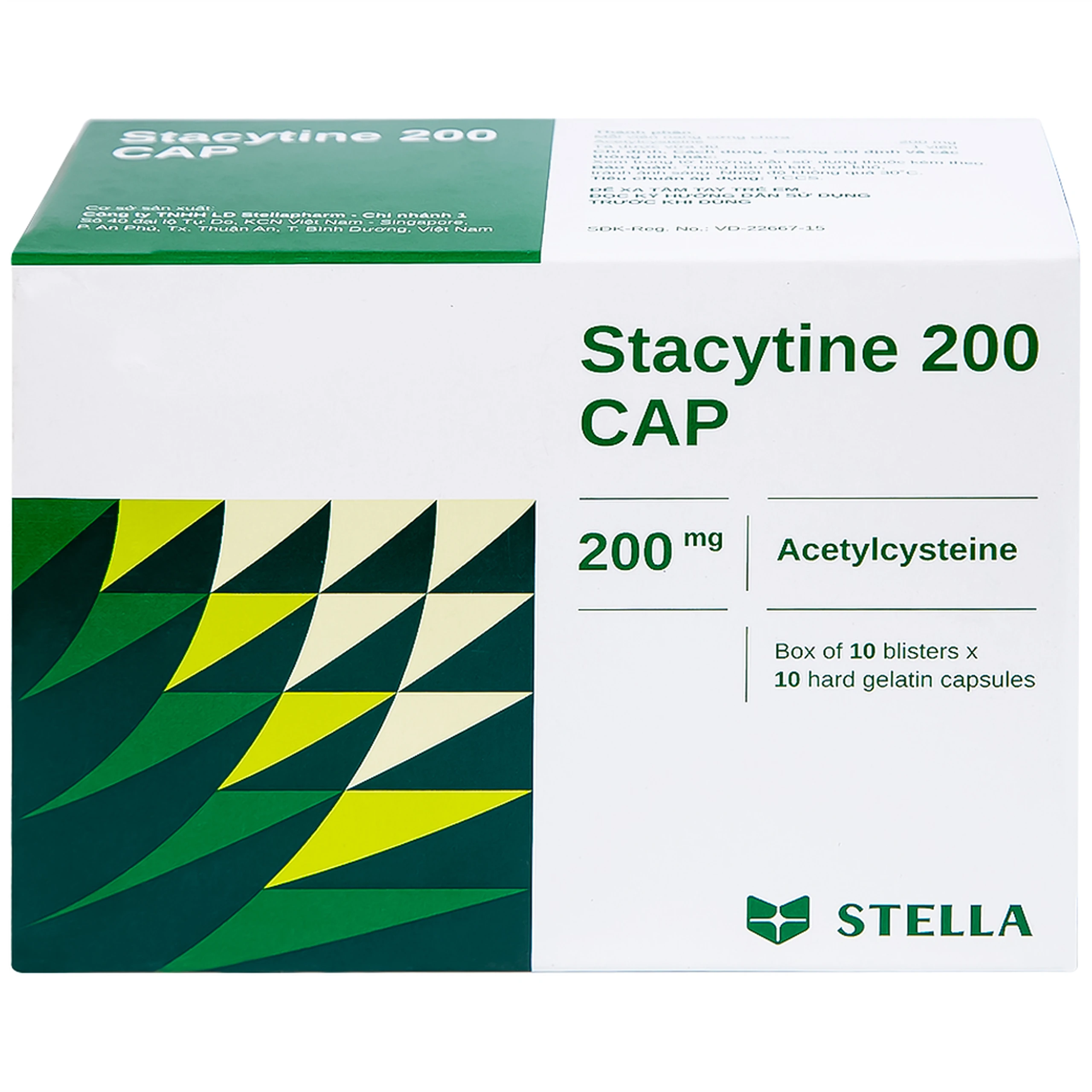Thuốc Stacytine 200 CAP Stella điều trị long đờm trong viêm phế quản (10 vỉ x 10 viên)