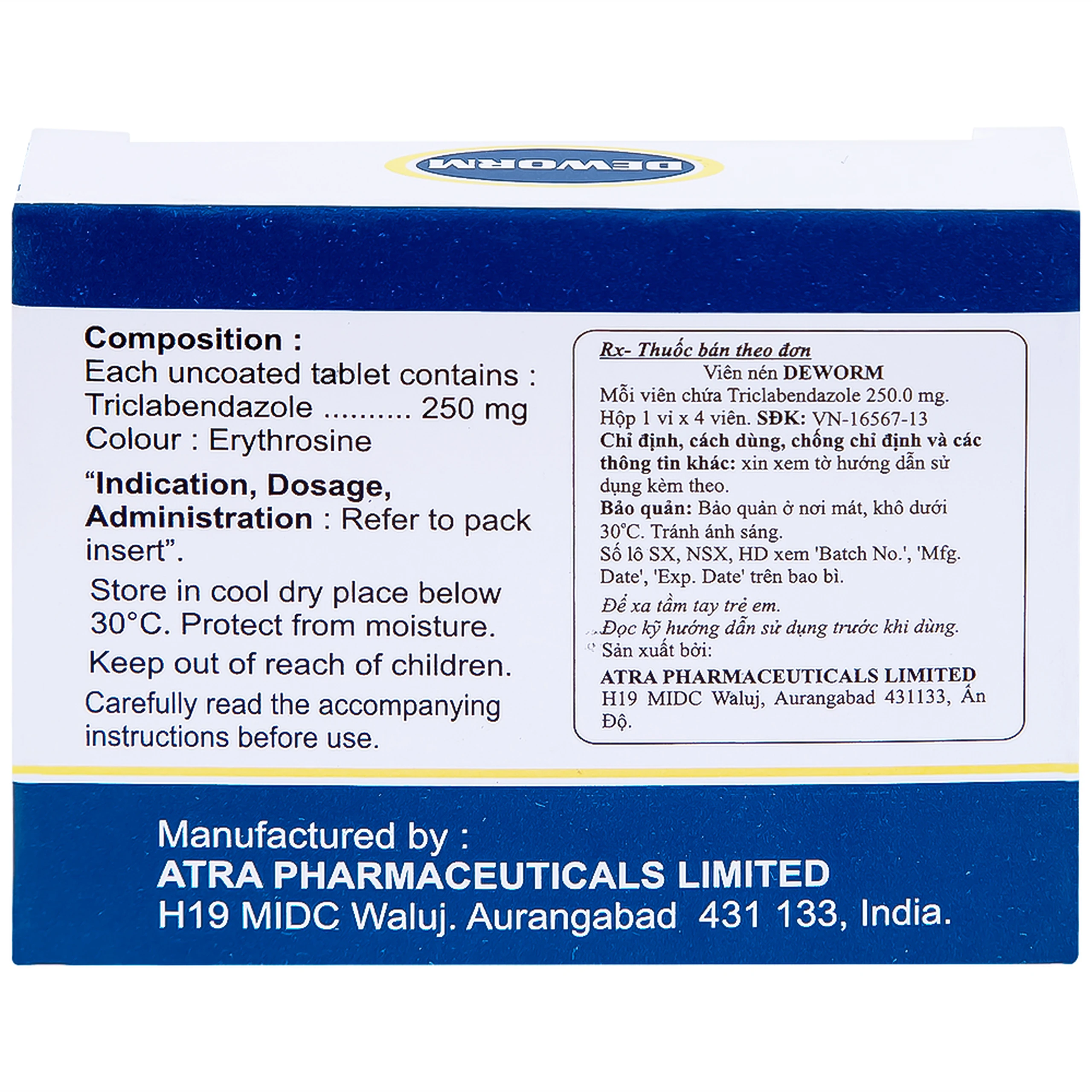 Thuốc Deworm AtraZeneca điều trị bệnh sán lá gan lớn, sán lá phổi (4 viên)