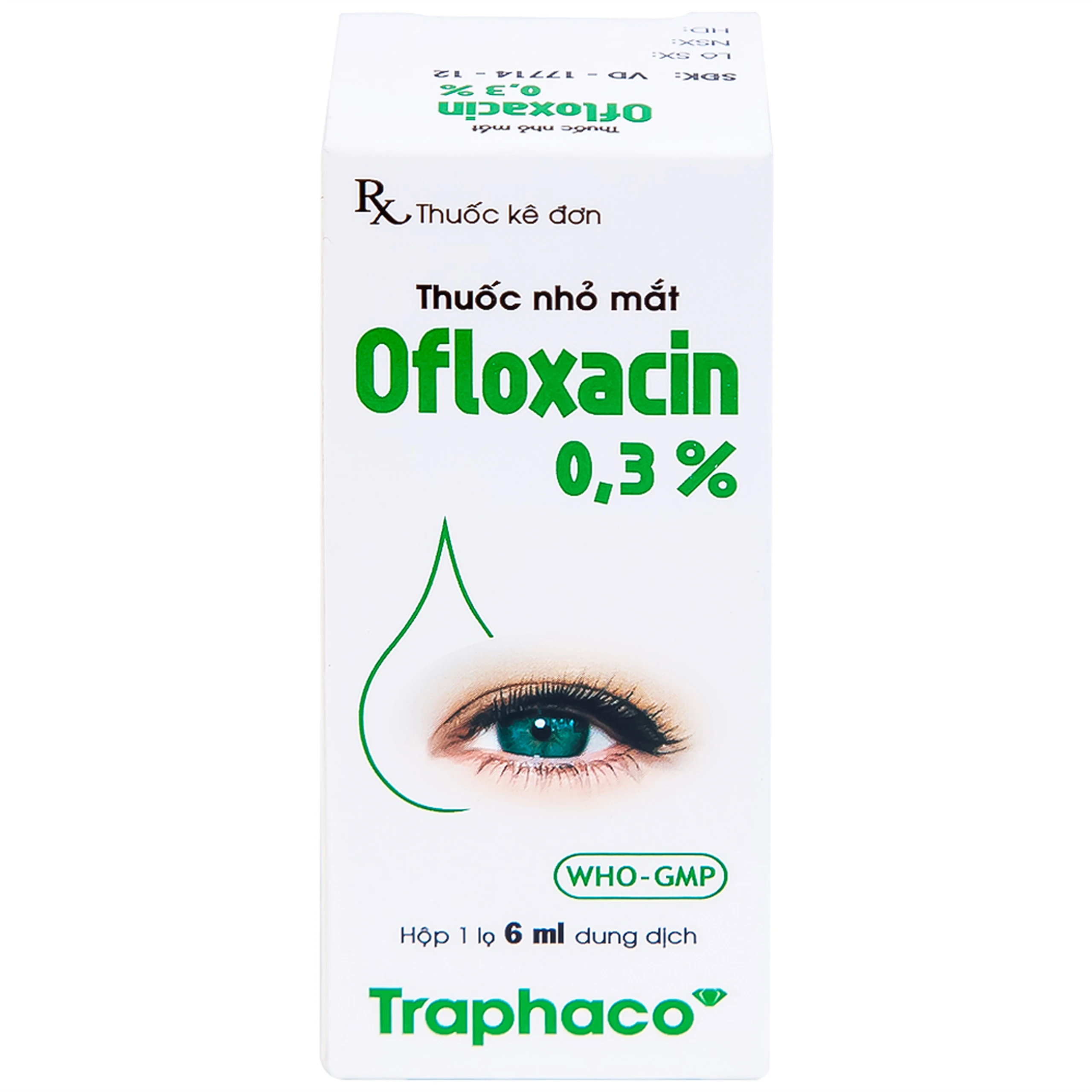 Thuốc nhỏ mắt Ofloxacin 0,3% Traphaco điều trị nhiễm trùng mắt, viêm kết mạc (6ml)