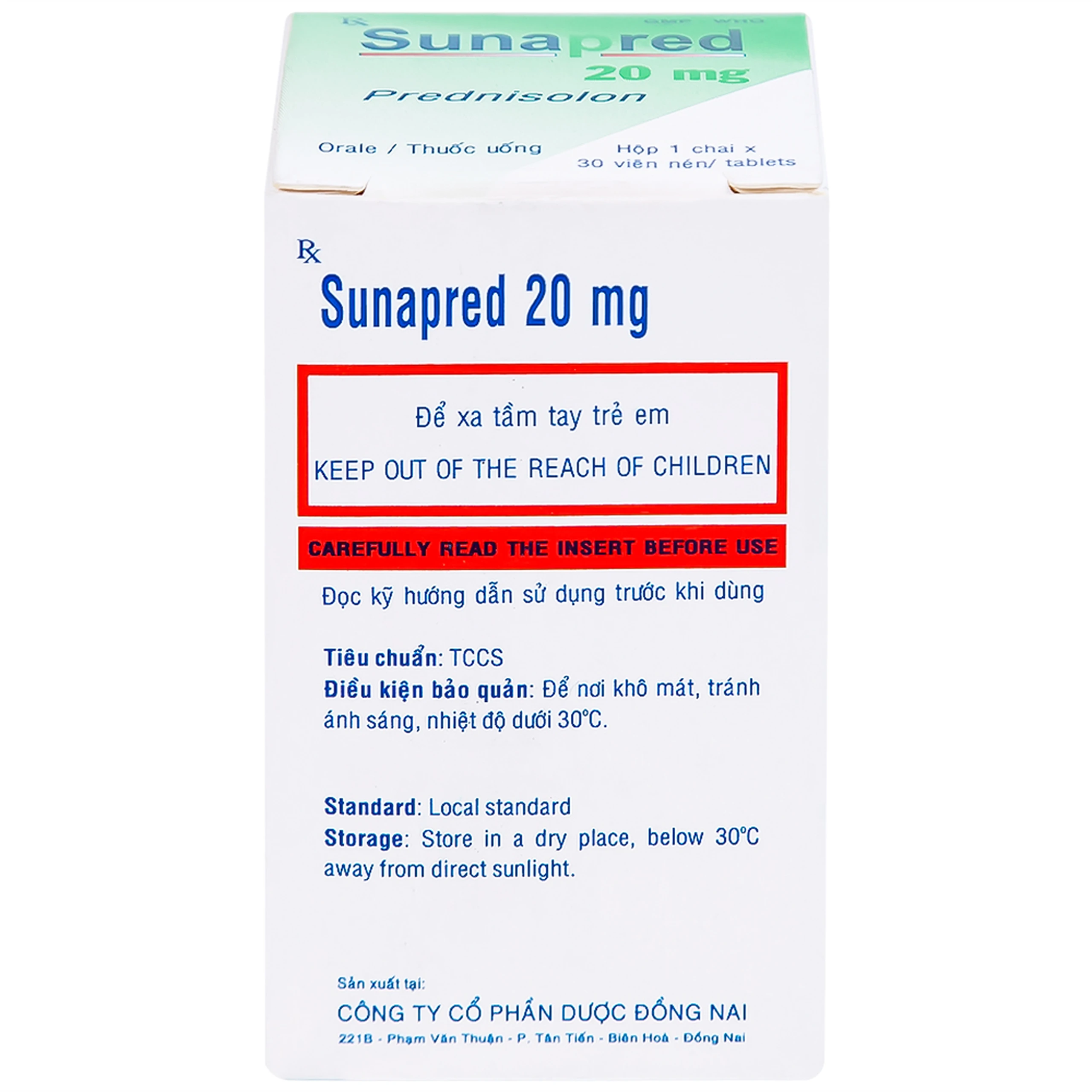 Thuốc Sunapred 20mg Donaipharm chống viêm, chống dị ứng (30 viên) 