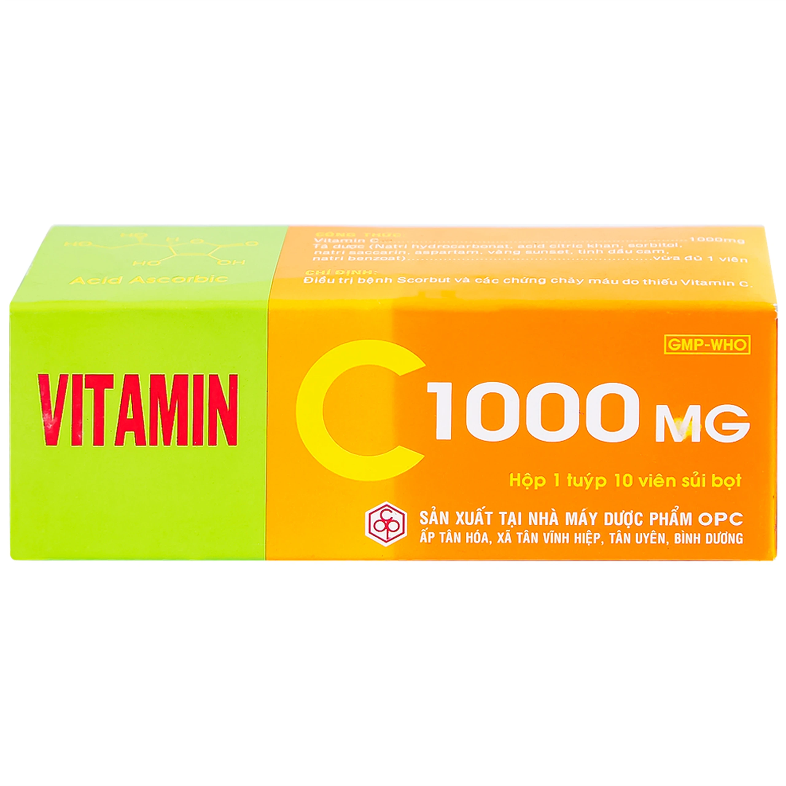 Viên sủi Vitamin C 1000mg OPC điều trị bệnh Scorbut và các chứng chảy máu do thiếu Vitamin C (10 viên)
