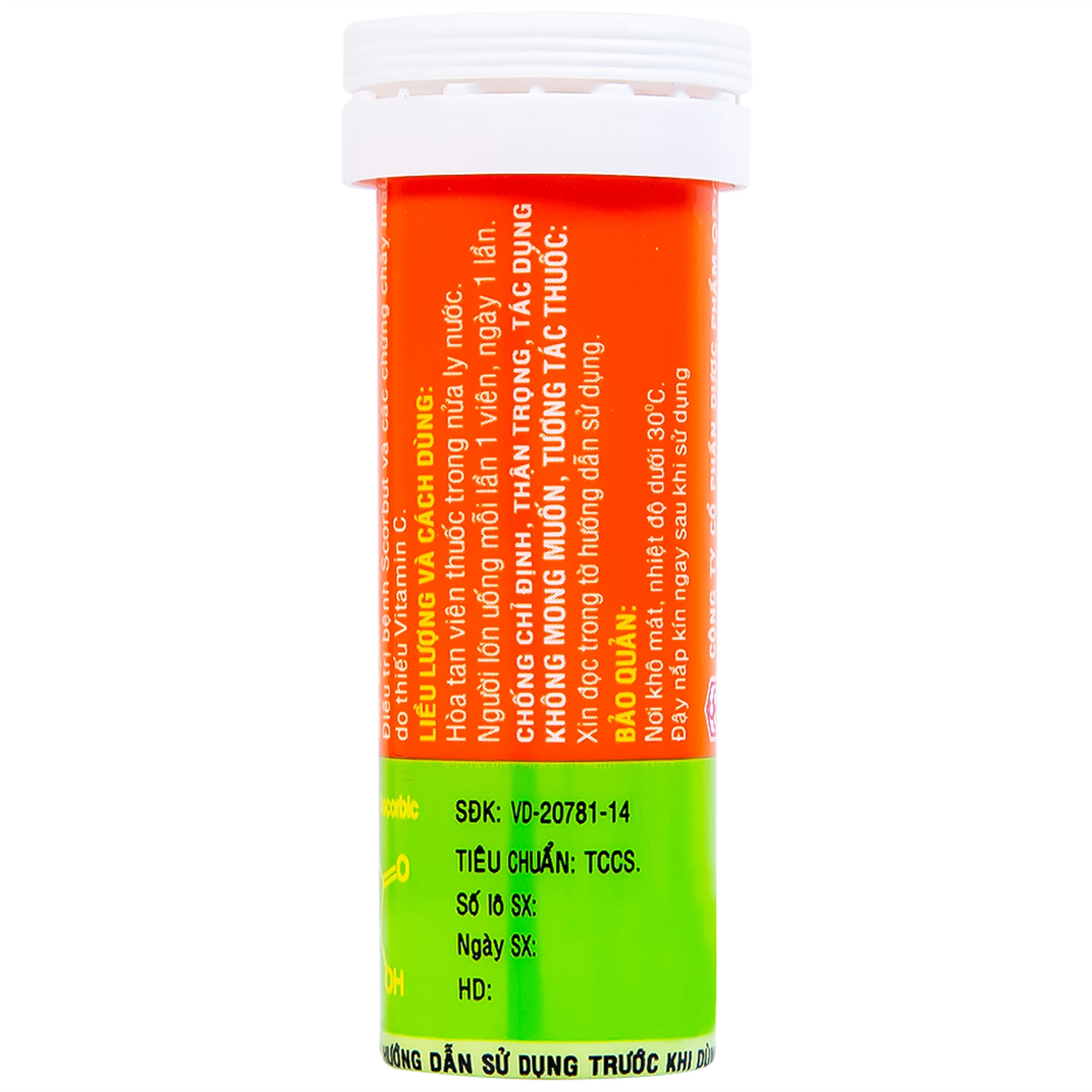 Viên sủi Vitamin C 1000mg OPC điều trị bệnh Scorbut và các chứng chảy máu do thiếu Vitamin C (10 viên)