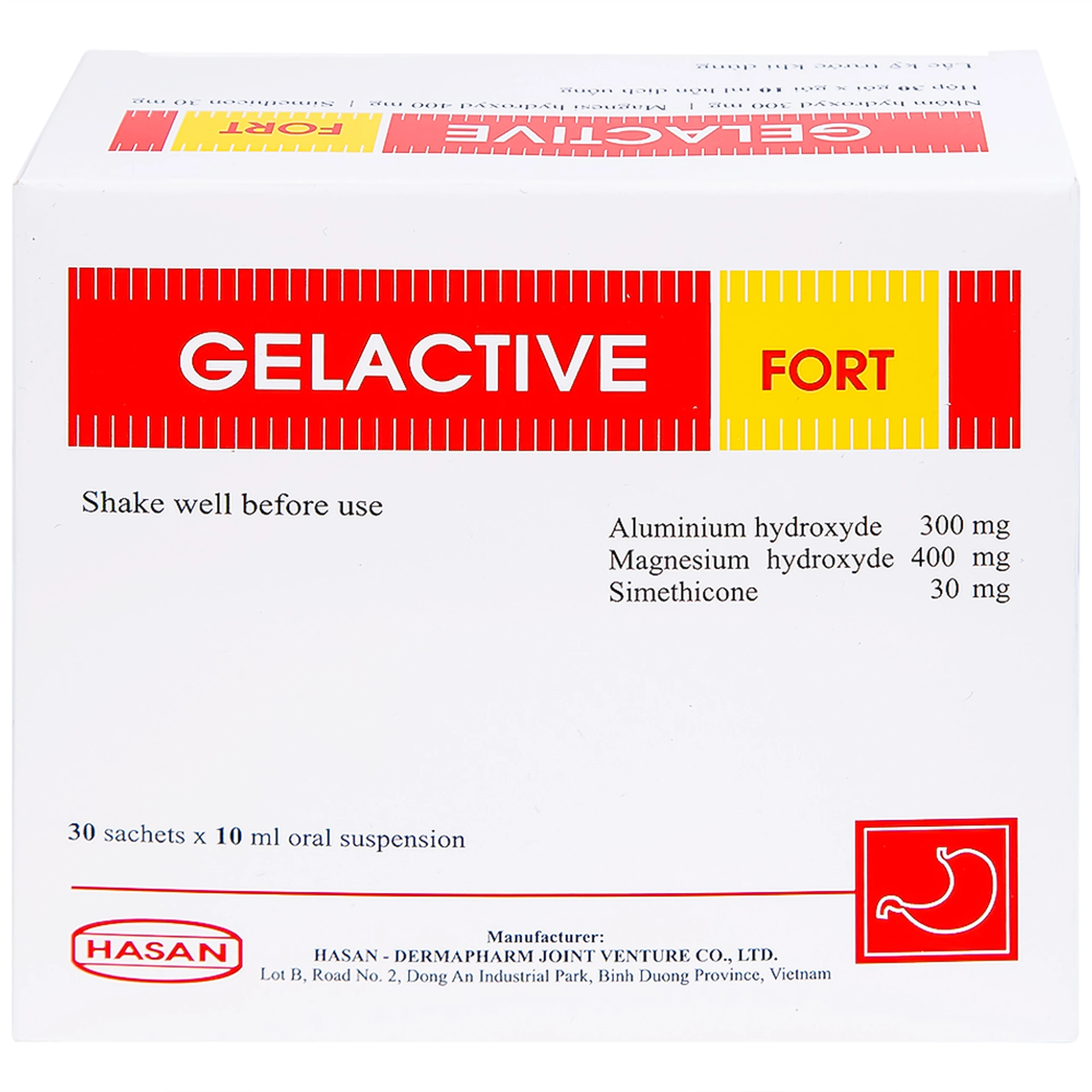 Hỗn dịch uống Gelactive Fort Hasan làm dịu các triệu chứng trong rối loạn tiêu hóa (30 gói x 10ml)