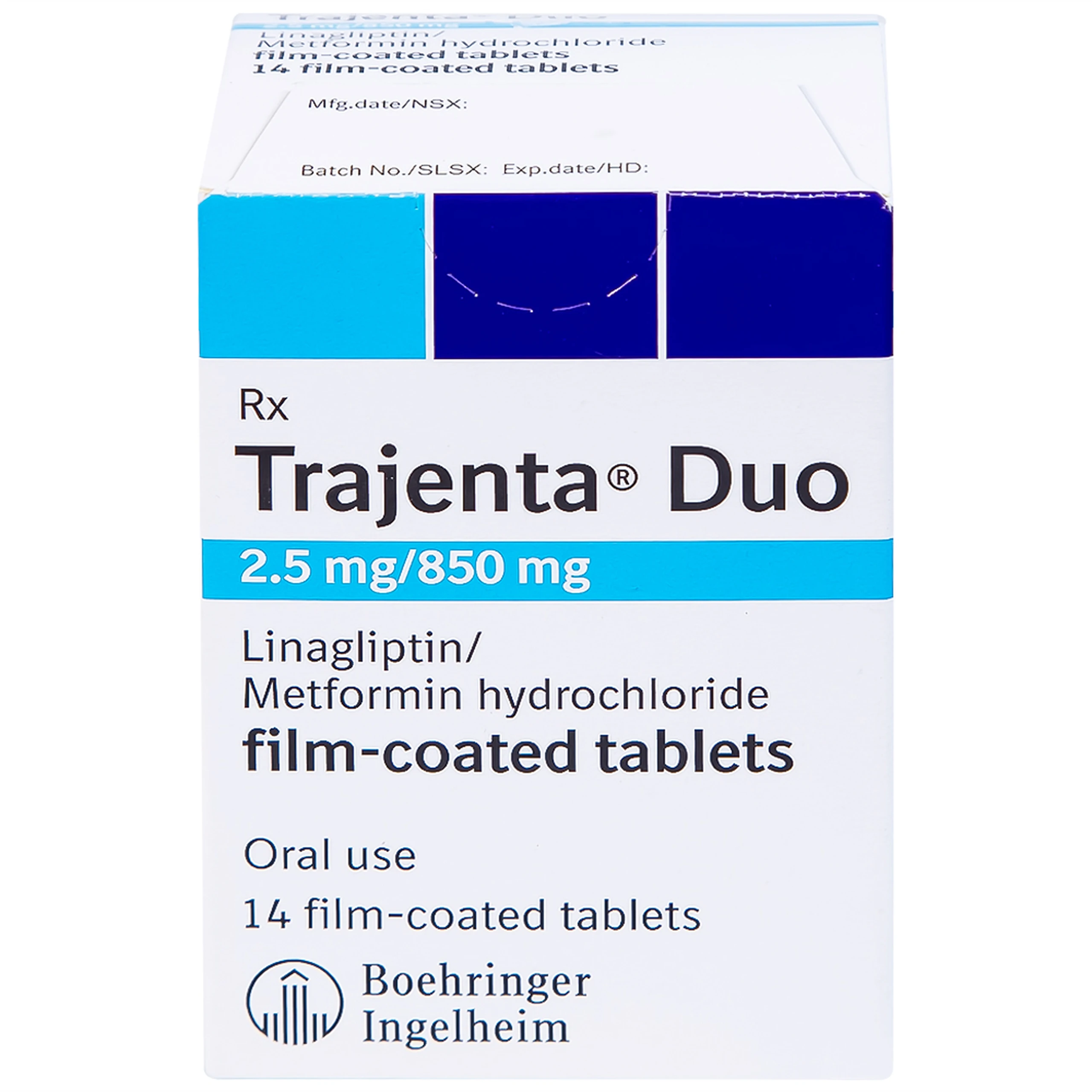 Thuốc Trajenta Duo 2.5mg/850mg Boehringer điều trị đái tháo đường típ 2 (14 viên)
