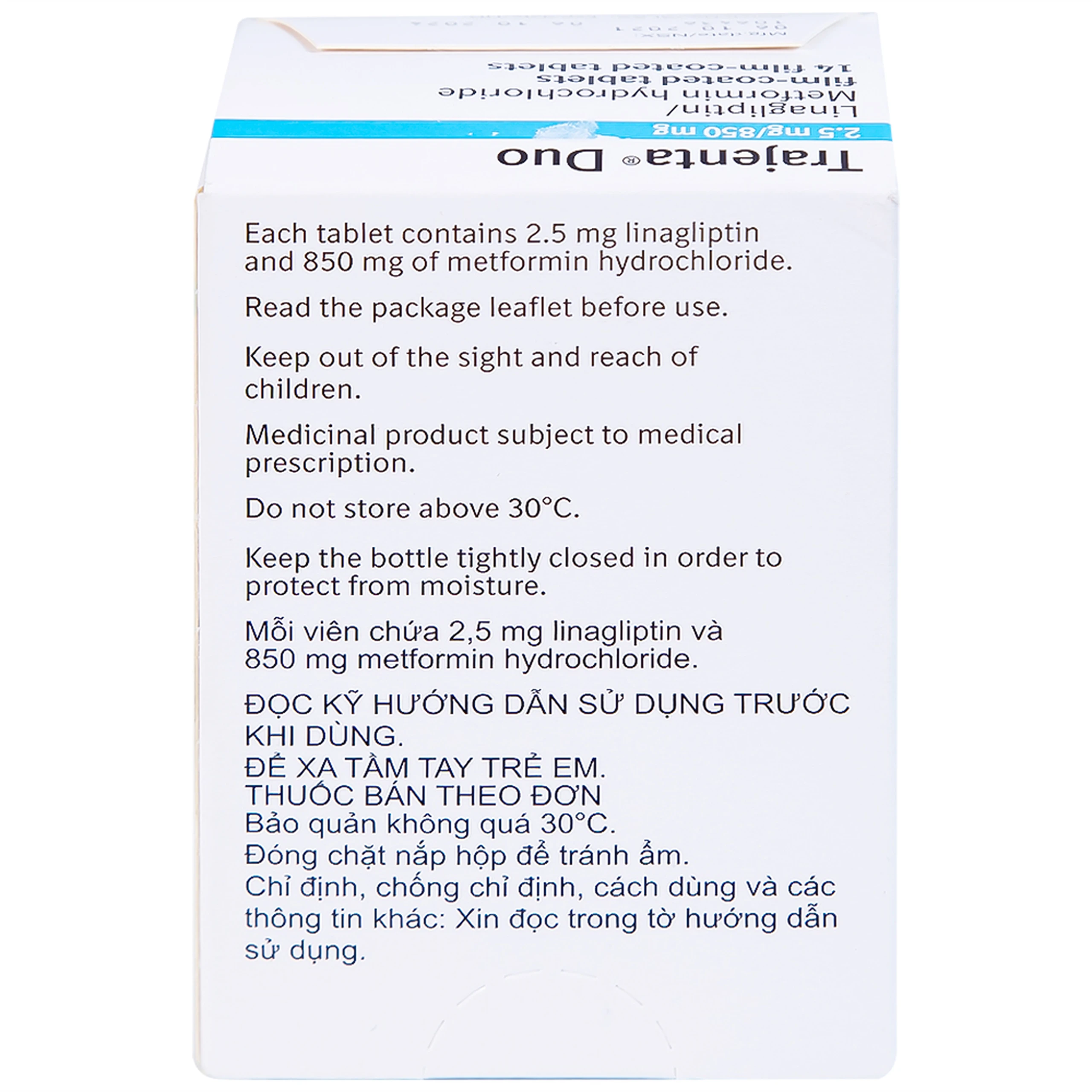 Thuốc Trajenta Duo 2.5mg/850mg Boehringer điều trị đái tháo đường típ 2 (14 viên)