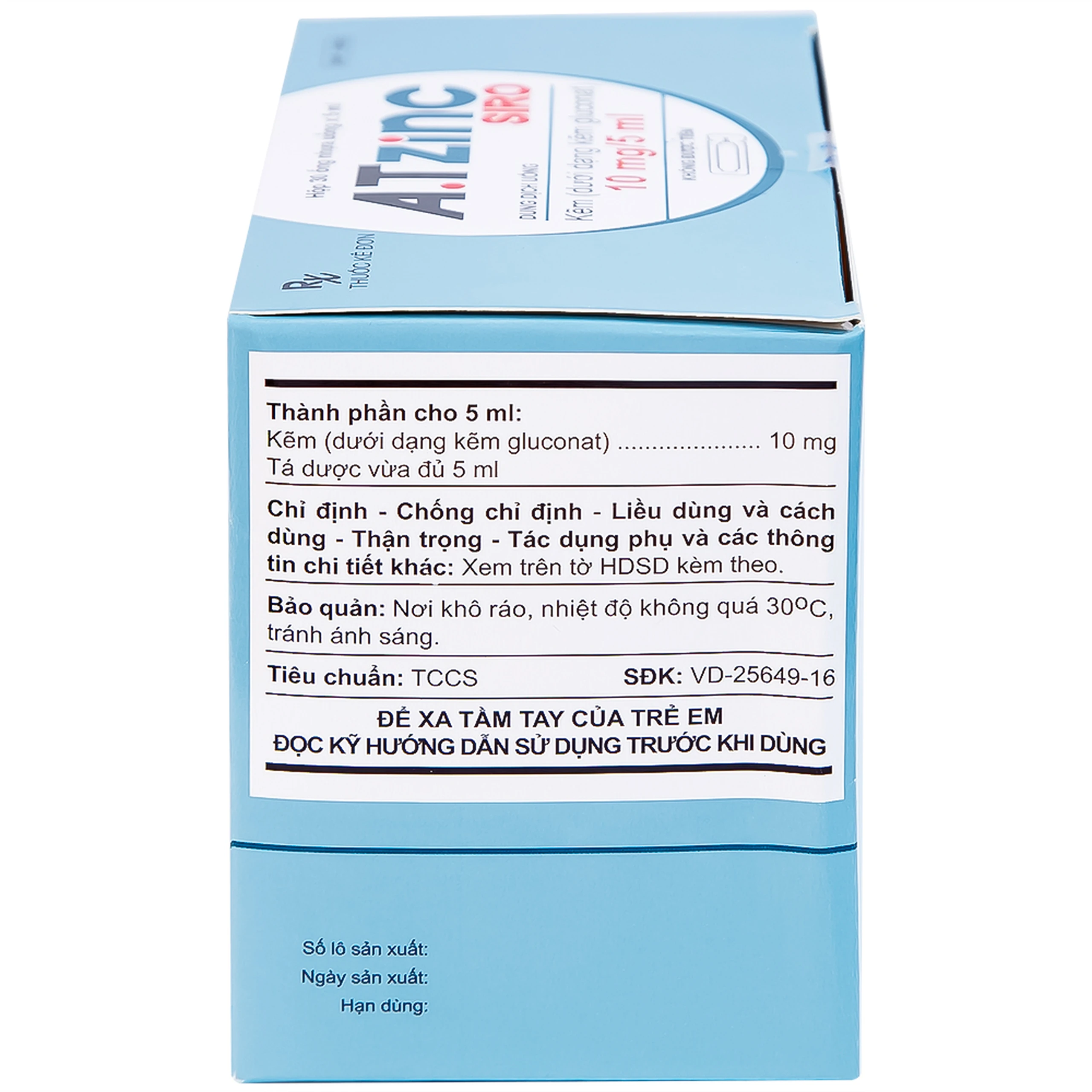 Siro A.Tzinc 10mg/5ml An Thiên phòng ngừa và điều trị thiếu kẽm (30 ống)