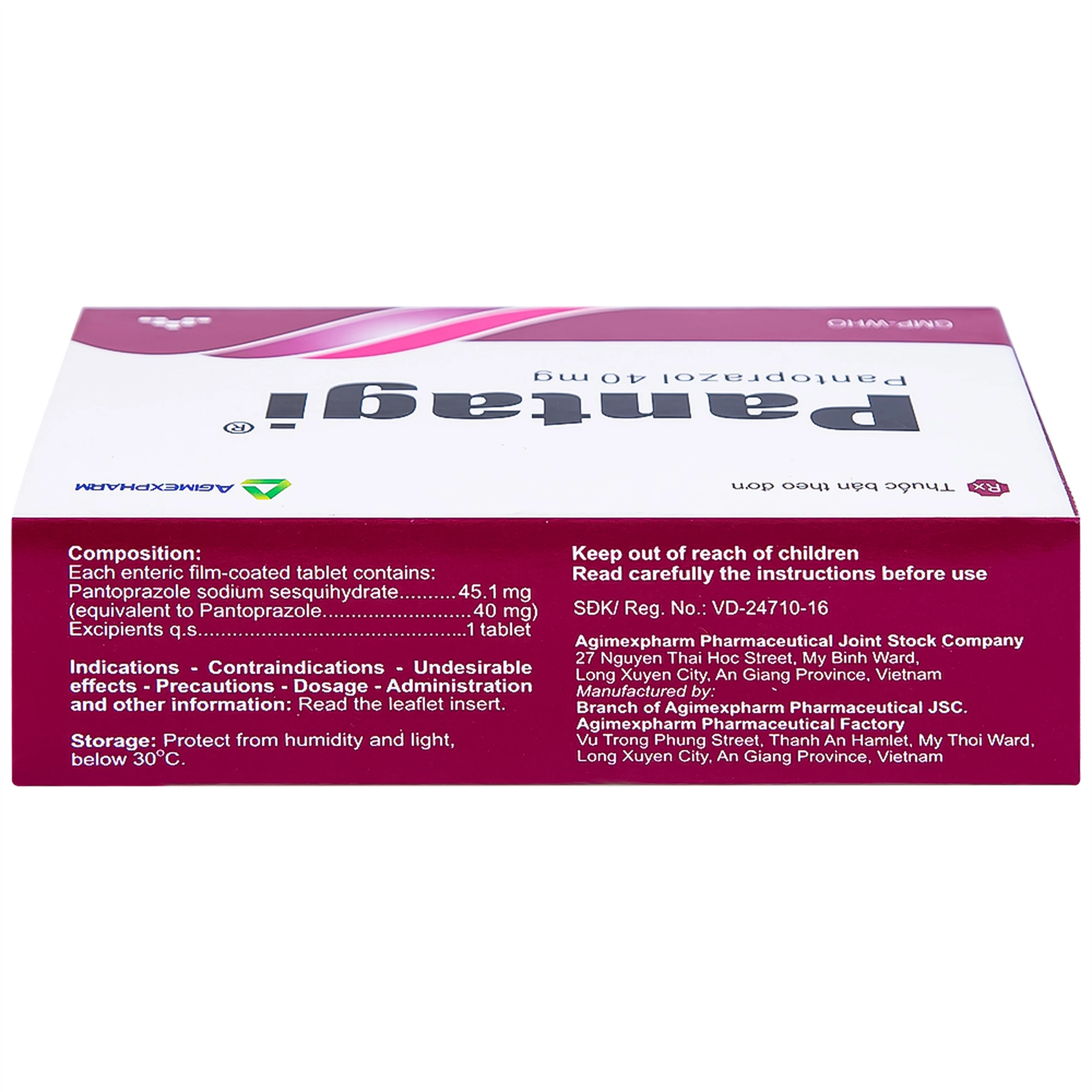 Viên nén Pantagi 40mg Agimexpharm điều trị loét dạ dày - tá tràng (3 vỉ x 10 viên)