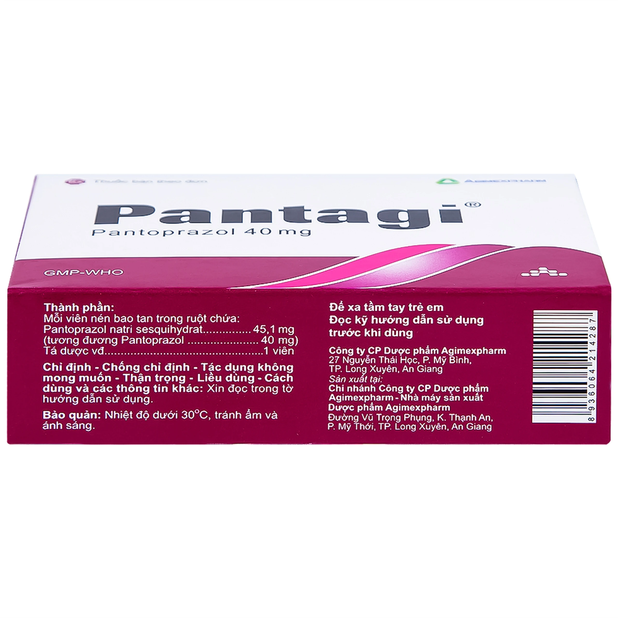 Viên nén Pantagi 40mg Agimexpharm điều trị loét dạ dày - tá tràng (3 vỉ x 10 viên)