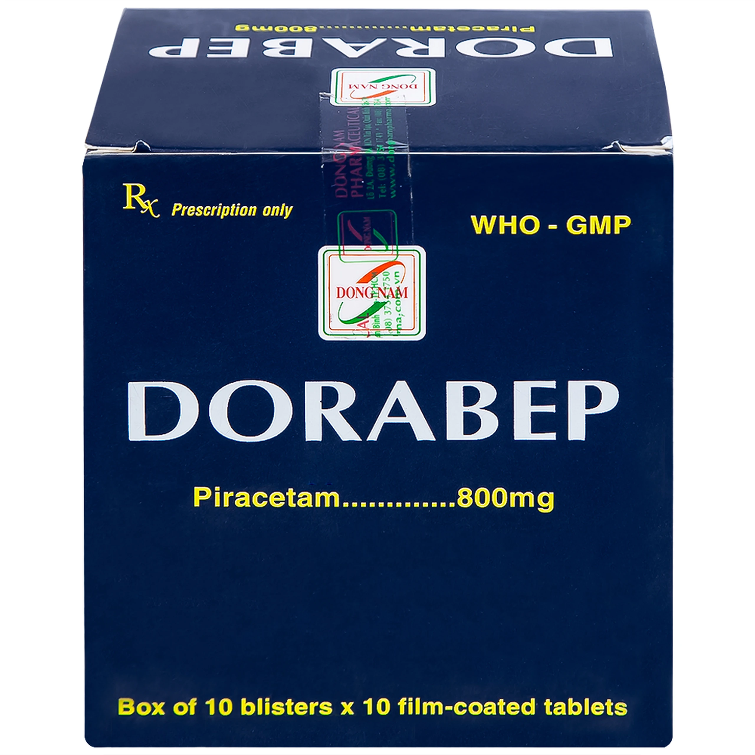 Thuốc Dorabep 800mg Đông Nam điều trị triệu chứng chóng mặt (10 vỉ x 10 viên)