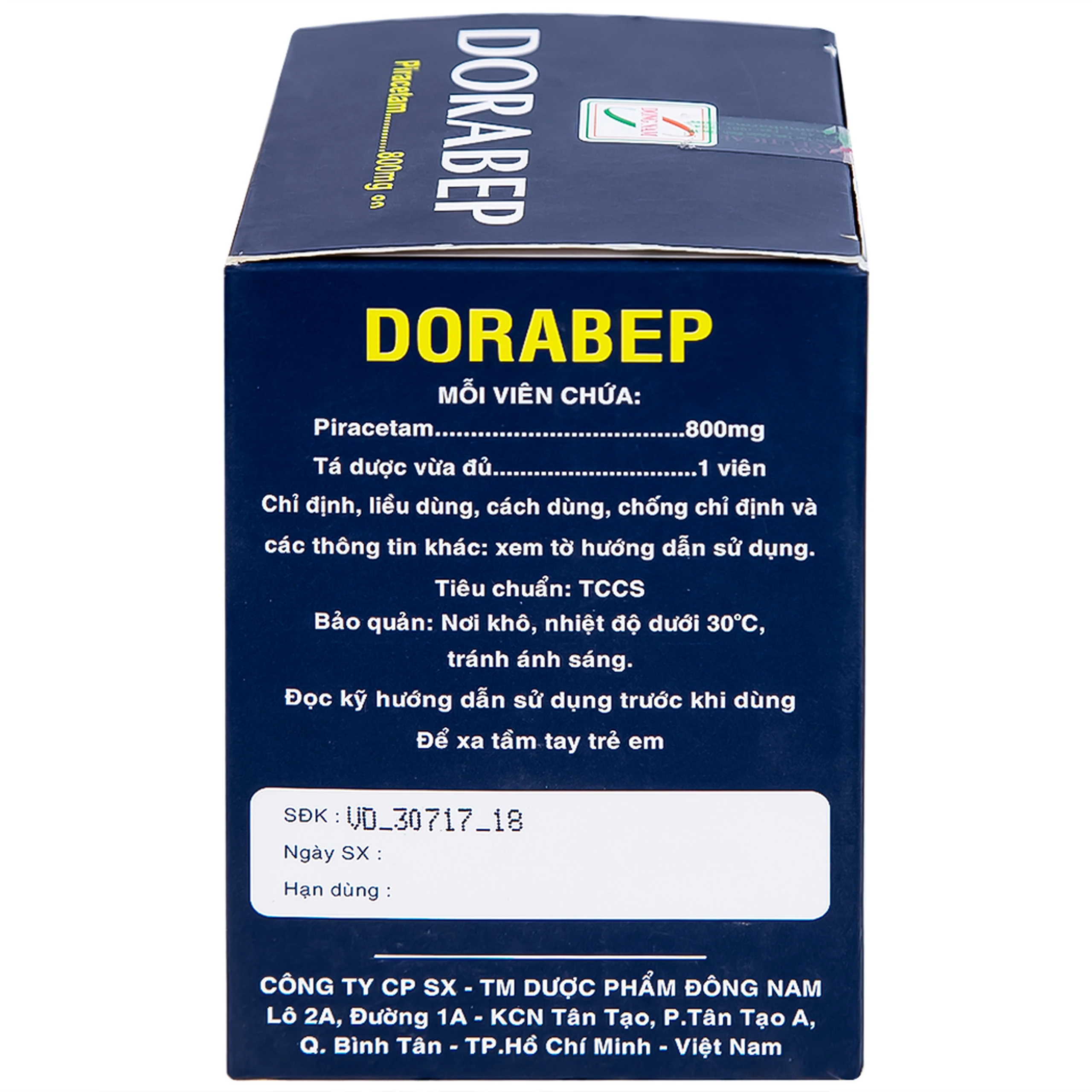 Thuốc Dorabep 800mg Đông Nam điều trị triệu chứng chóng mặt (10 vỉ x 10 viên)