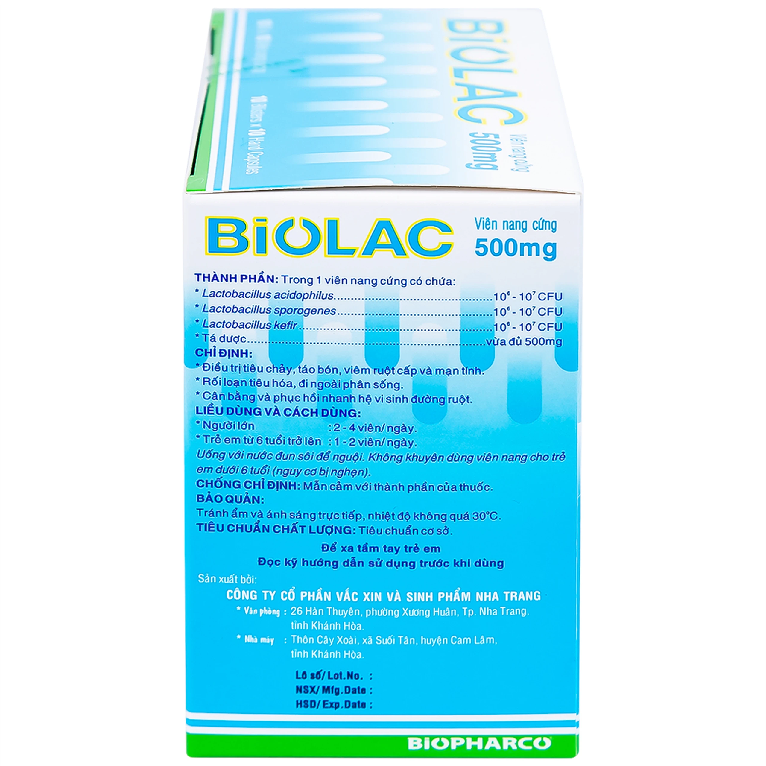 Men vi sinh sống Biolac Biopharco điều trị tiêu chảy, rối loạn tiêu hóa (10 vỉ x 10 viên)