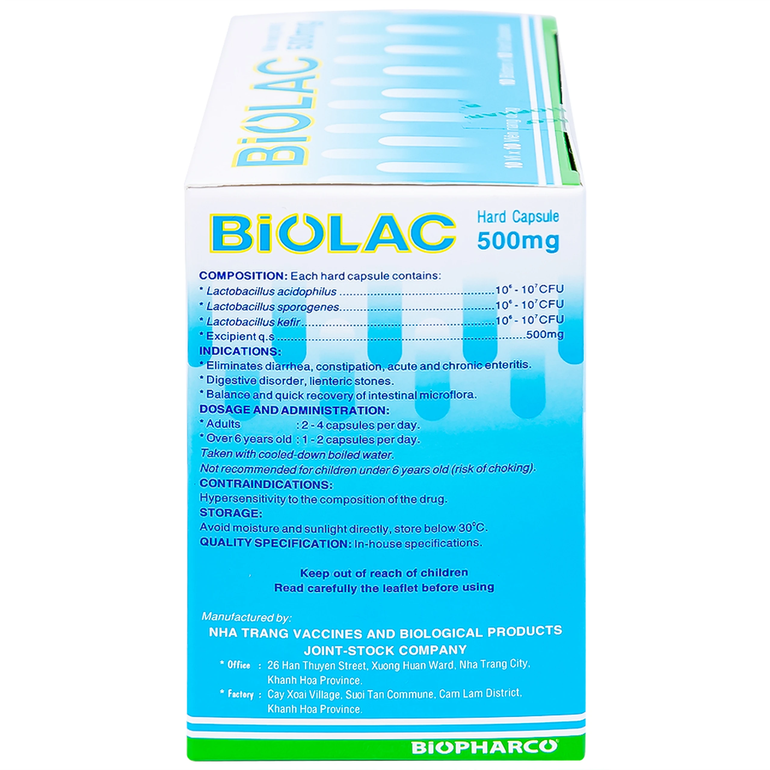 Men vi sinh sống Biolac Biopharco điều trị tiêu chảy, rối loạn tiêu hóa (10 vỉ x 10 viên)