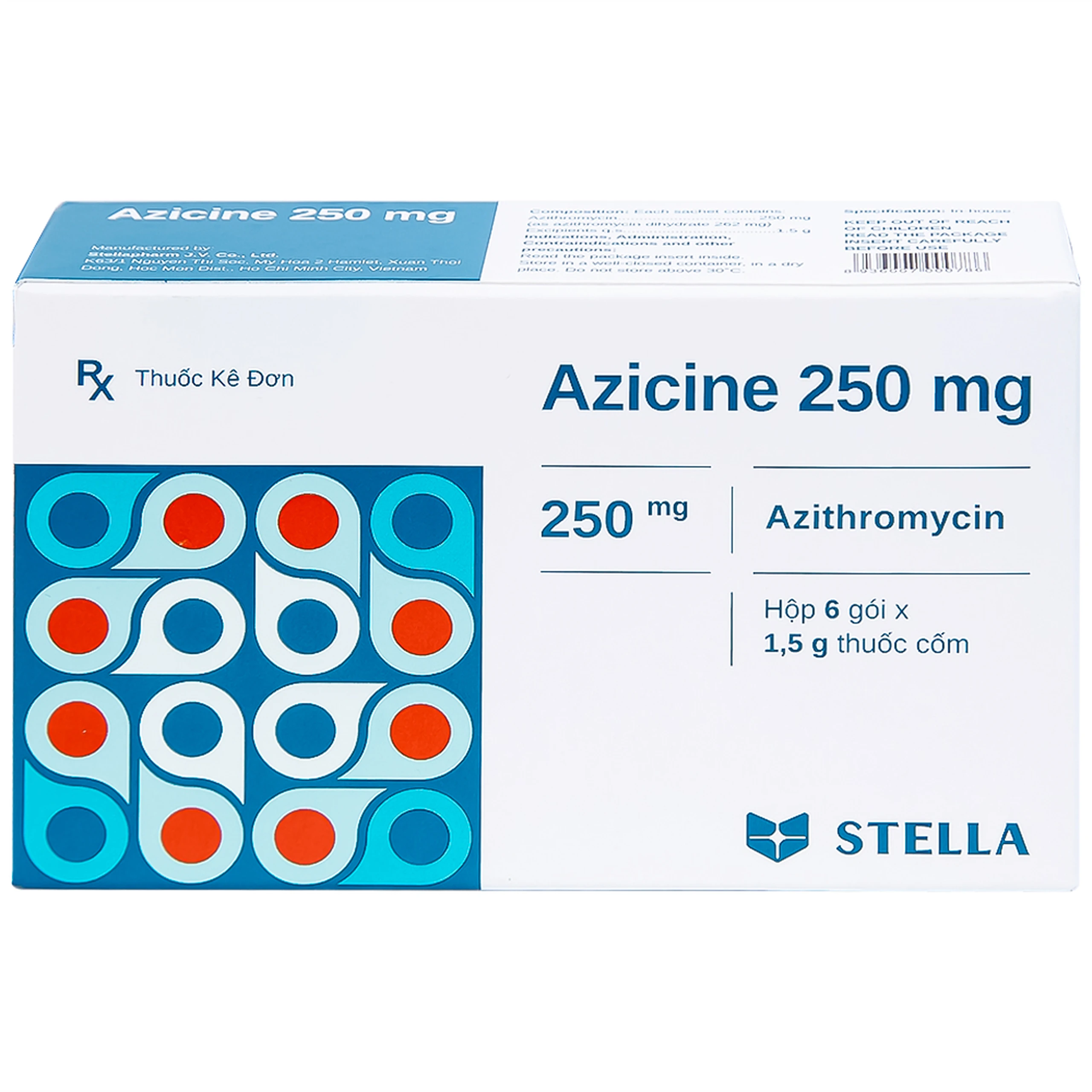 Thuốc cốm Azicine 250mg Stella điều trị nhiễm khuẩn (6 gói x 1g)