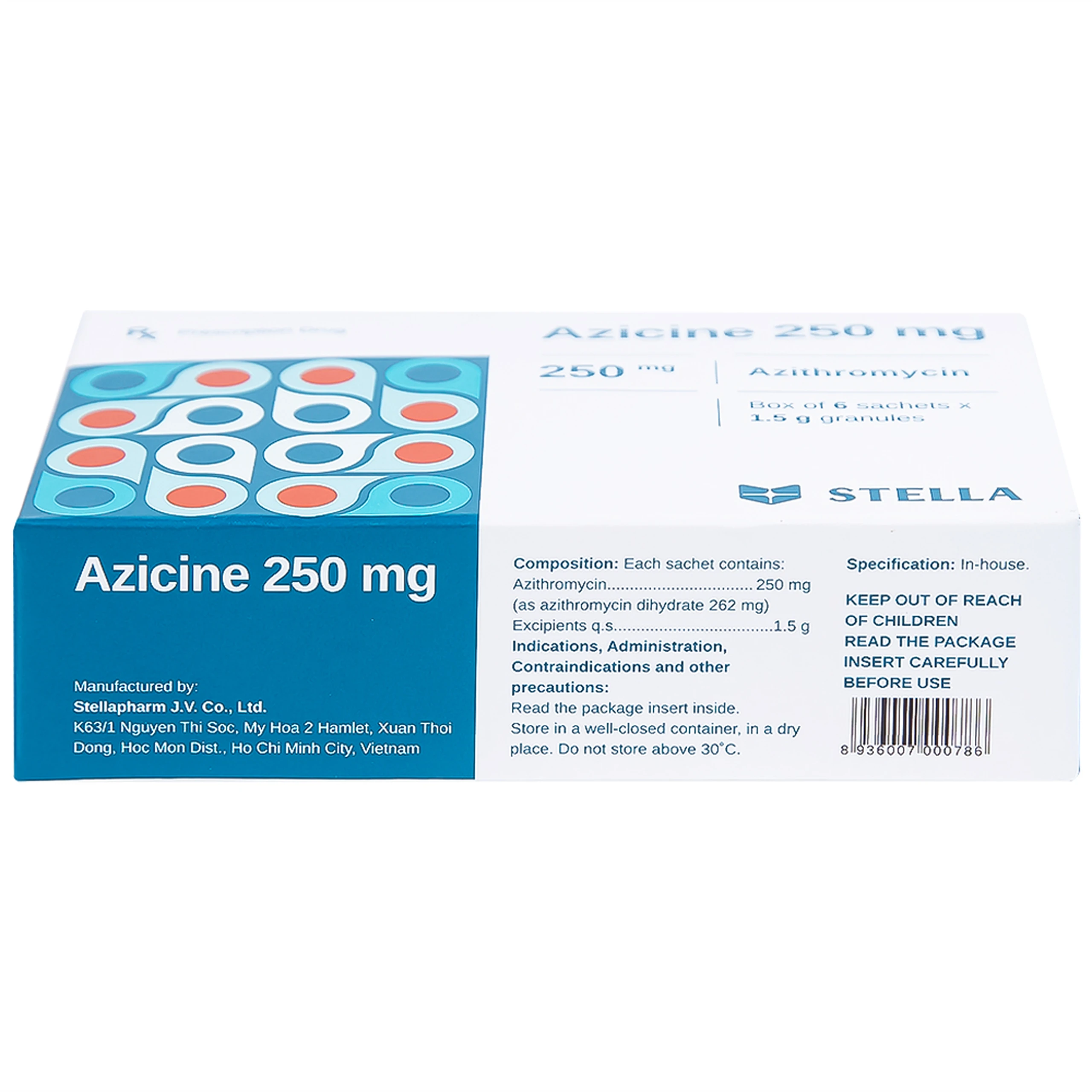 Thuốc cốm Azicine 250mg Stella điều trị nhiễm khuẩn (6 gói x 1g)